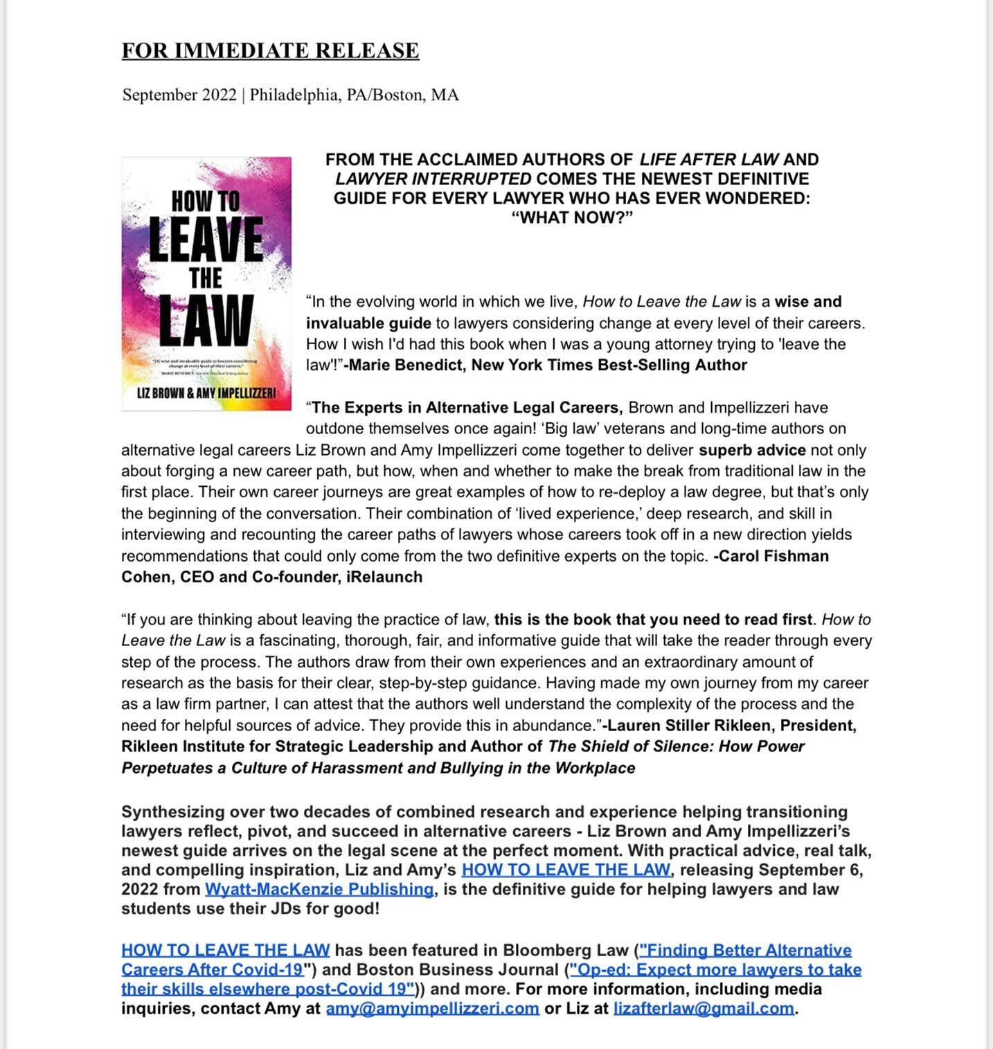 For every lady in the law who has wondered, &ldquo;what next&rdquo; or &ldquo;where&rsquo;s my spot&rdquo; or &ldquo;how do I show up creatively,&rdquo; this book is for you. I was delighted when @amyimpellizzeri asked for my thoughts on the state of