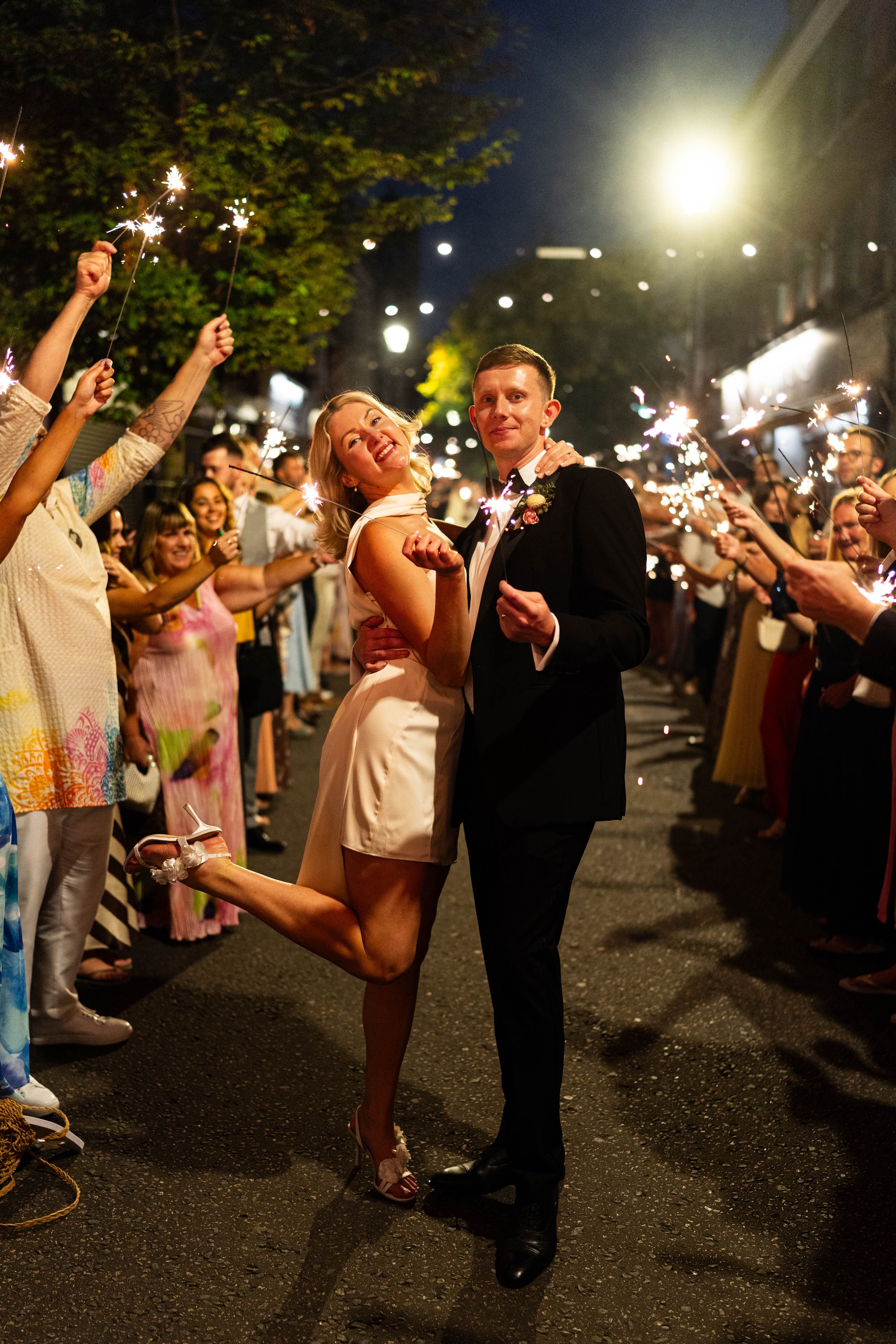 Coin Laundry pub wedding with sparkler exit 