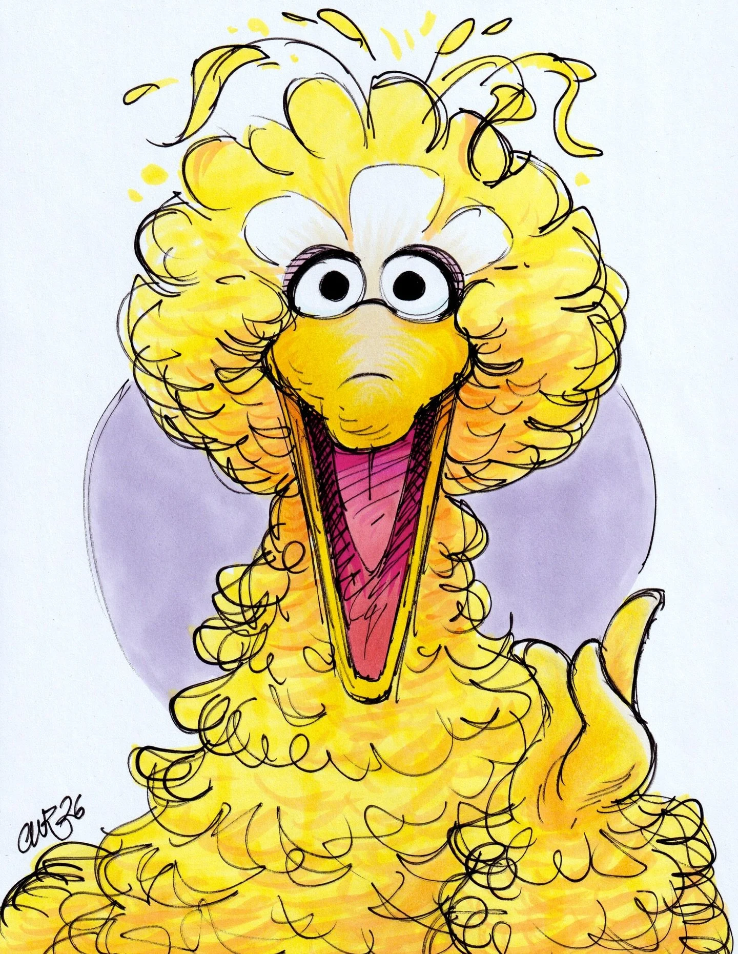 A little Big Bird sketch to practice coloring with Copics #sketch #copic #bigbird #sesamestreet