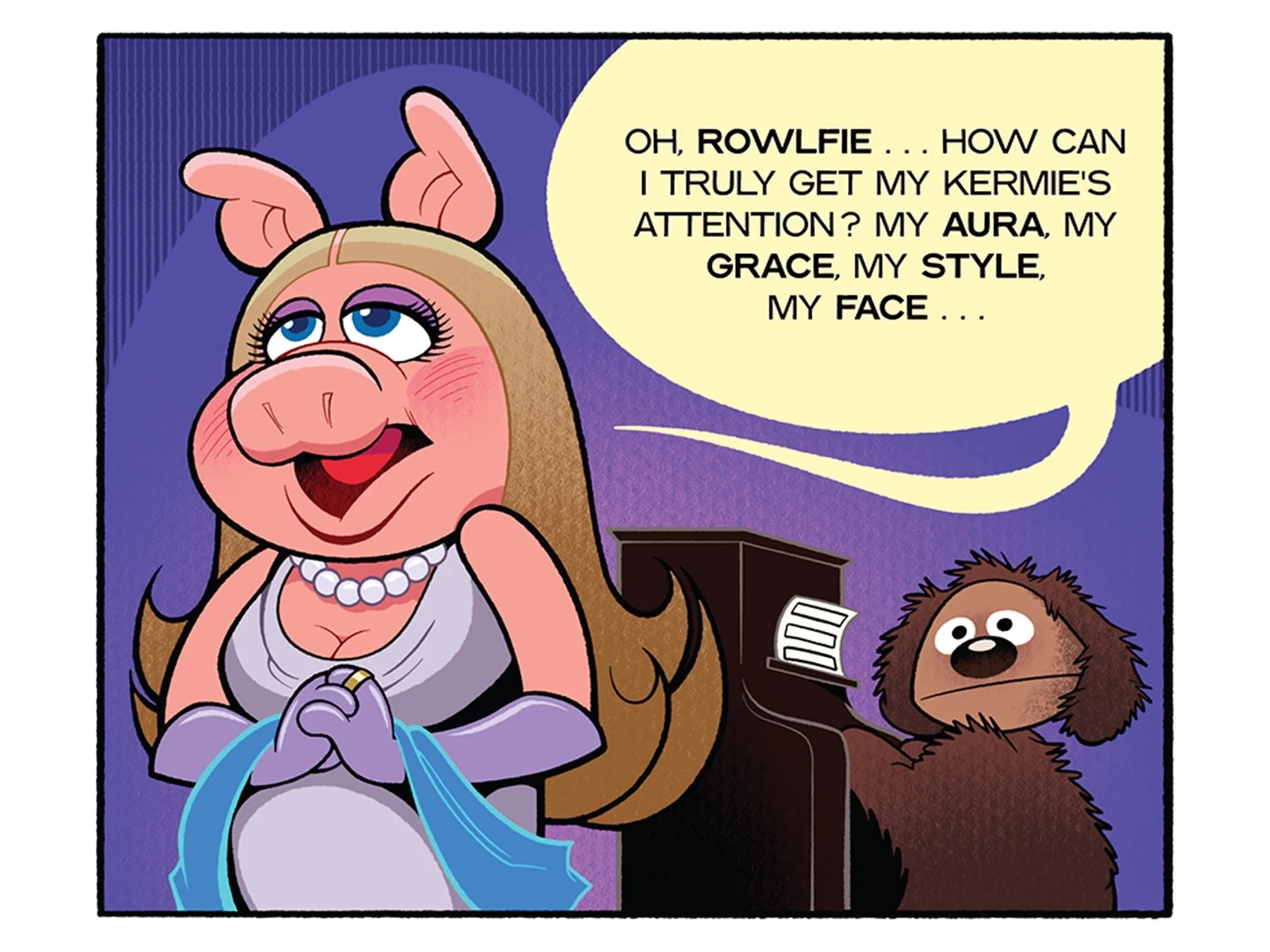 Muppet fansite ToughPigs.com is 25 years old this year, and, as they&rsquo;ve kindly extended many times before, they offered a little space for my work in their anniversary revival of the pre-internet MuppetZine! 

For my addition to the comics page