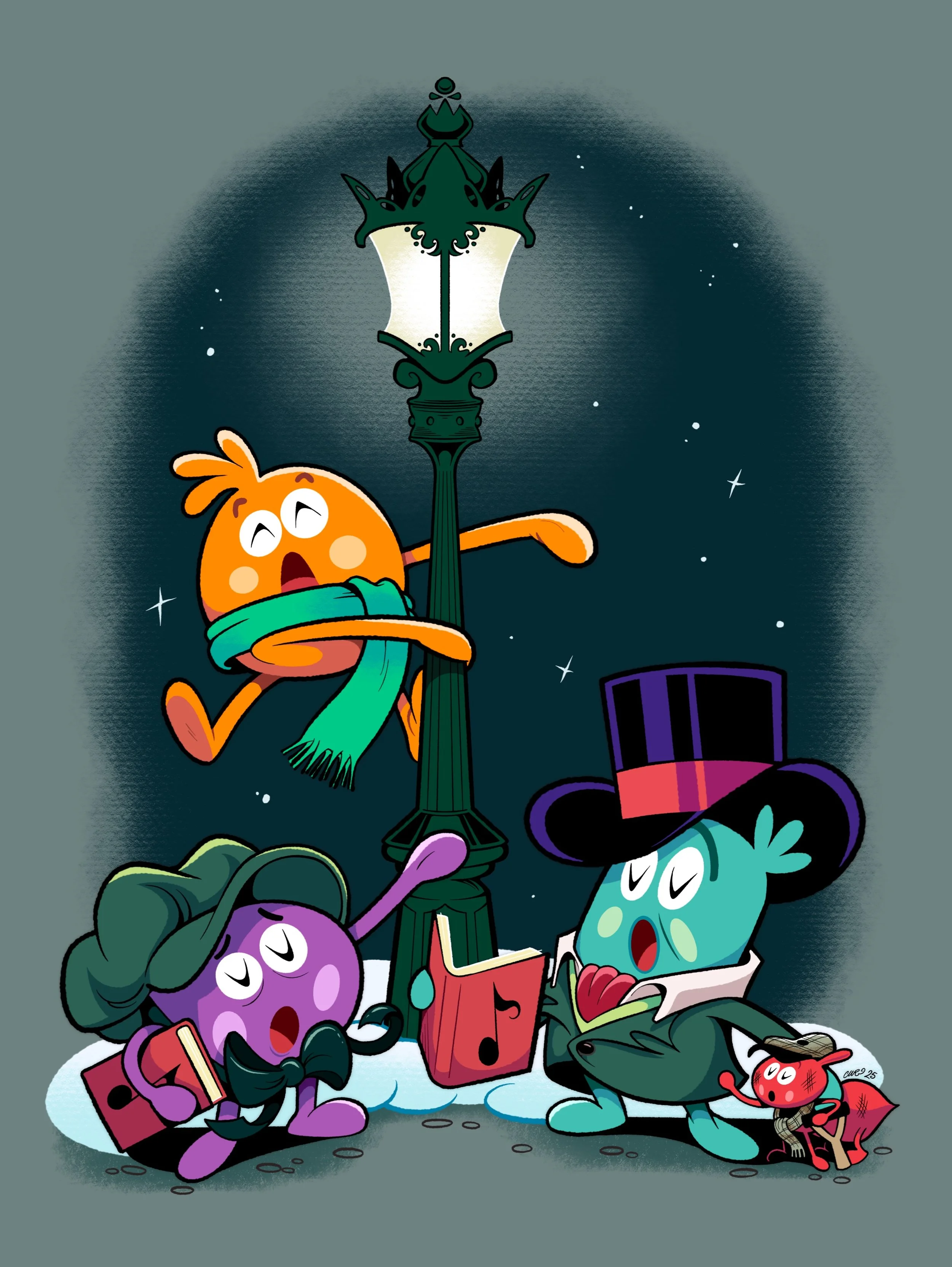 The Halloween Adults are gonna flog me for posting something Christmassy&hellip;

This was the Christmas card I illustrated last year for Andy Hayward, one of the main creative forces behind Super Simple&rsquo;s THE BUMBLE NUMS. He requested the thre