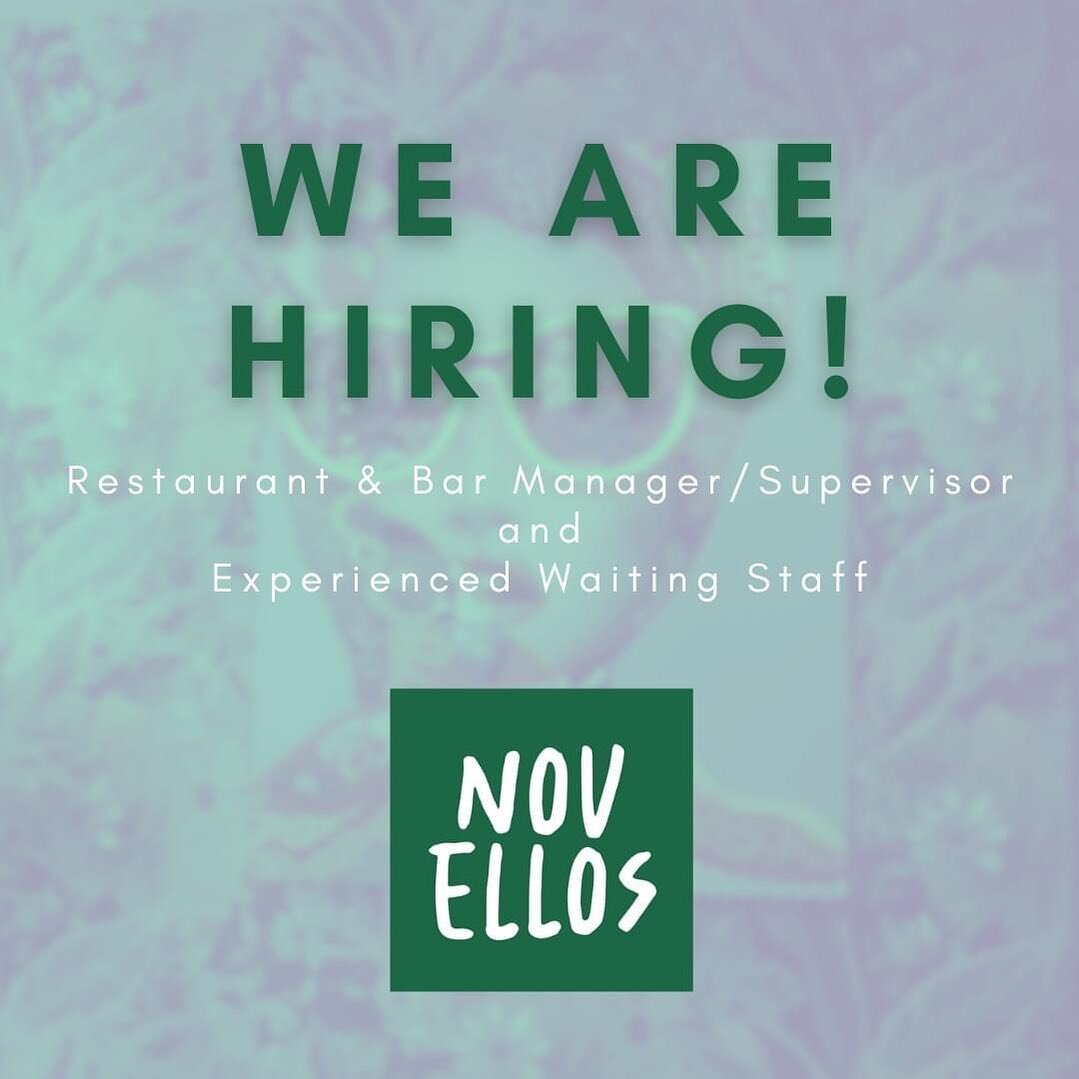 Exciting opportunities here at Novellos! 🌟 We are looking for a Restaurant &amp; Bar Manager/Supervisor and Experienced Waiting Staff to join our passionate team here in Washington 🙌

We'd love to hear from people experienced in similar roles with 