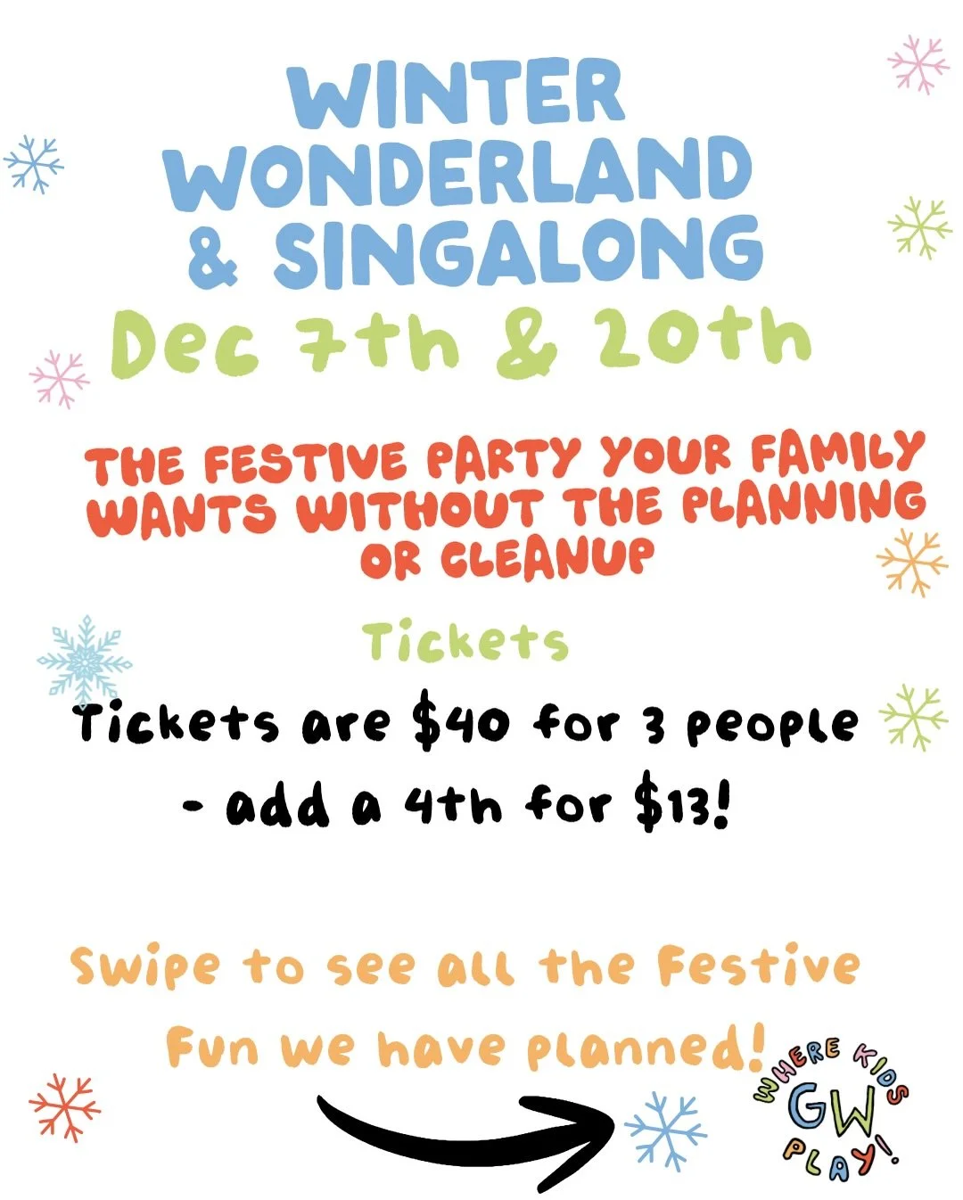We&rsquo;ve got our bins of paper snowflakes and homemade GW gingerbread dough on standby!!

Yes- that&rsquo;s right you know that  dough you played with last year that smelled so good you asked if it was really cookie dough???
Well it will be back a