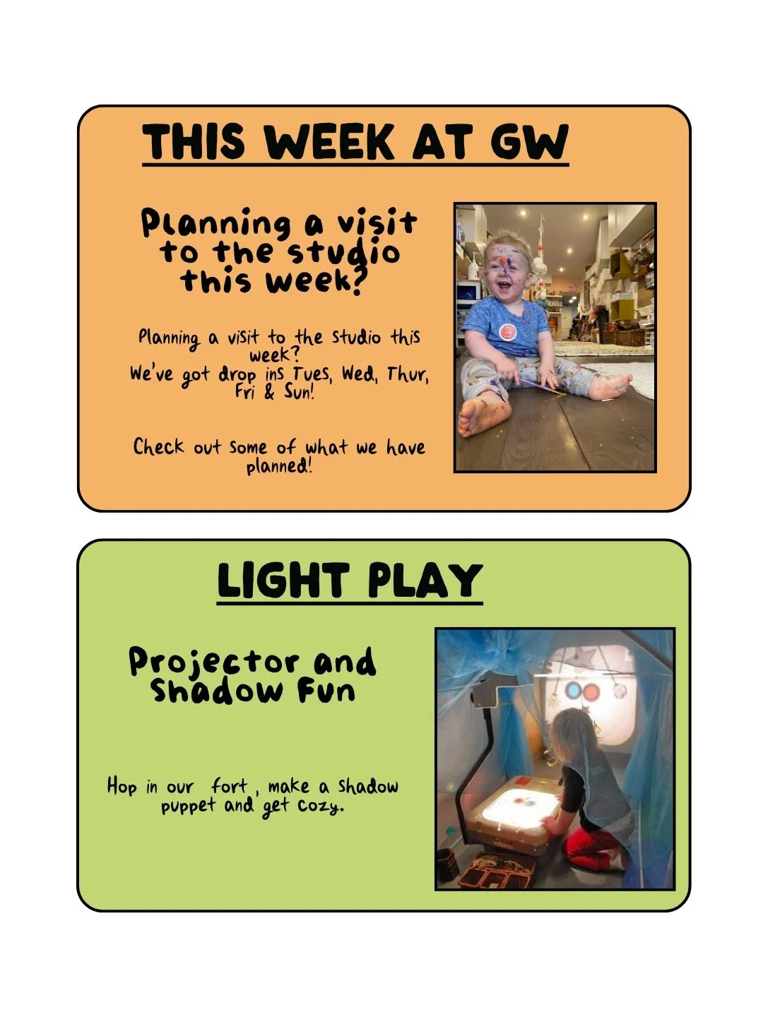 Planning a visit to the studio this week ? Take a peek at some of what we have planned ! As always dress for mess! 

#gatheringwild #dropin #messyplay