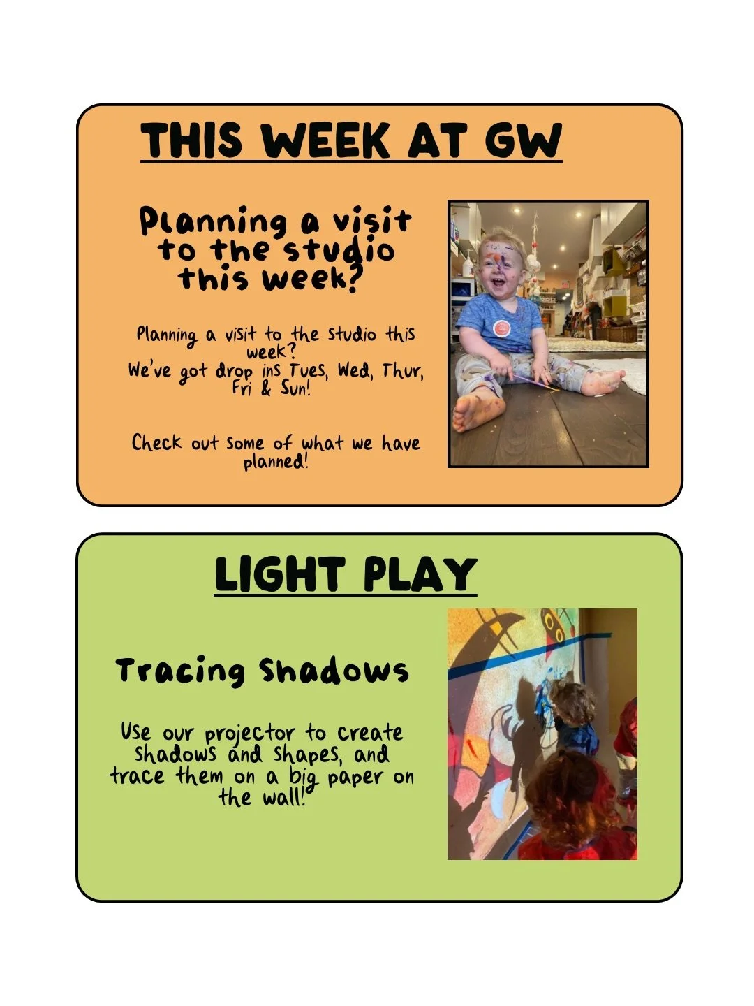 Here&rsquo;s a glimpse of what to expect this week in the studio! 

#gatheringwild #playstudio #artspaceforkids