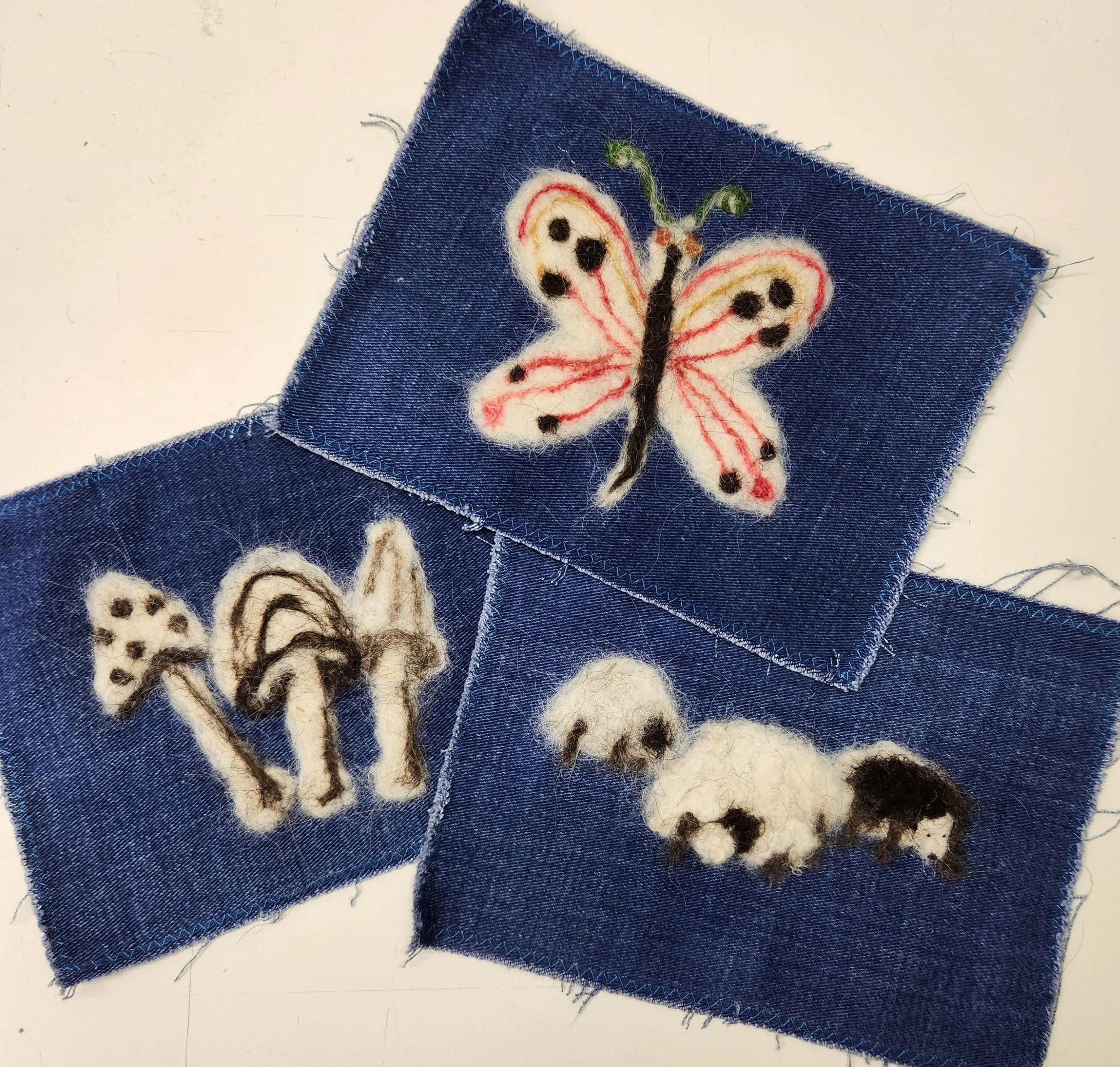 Needle Felting - Felted Denim Patch