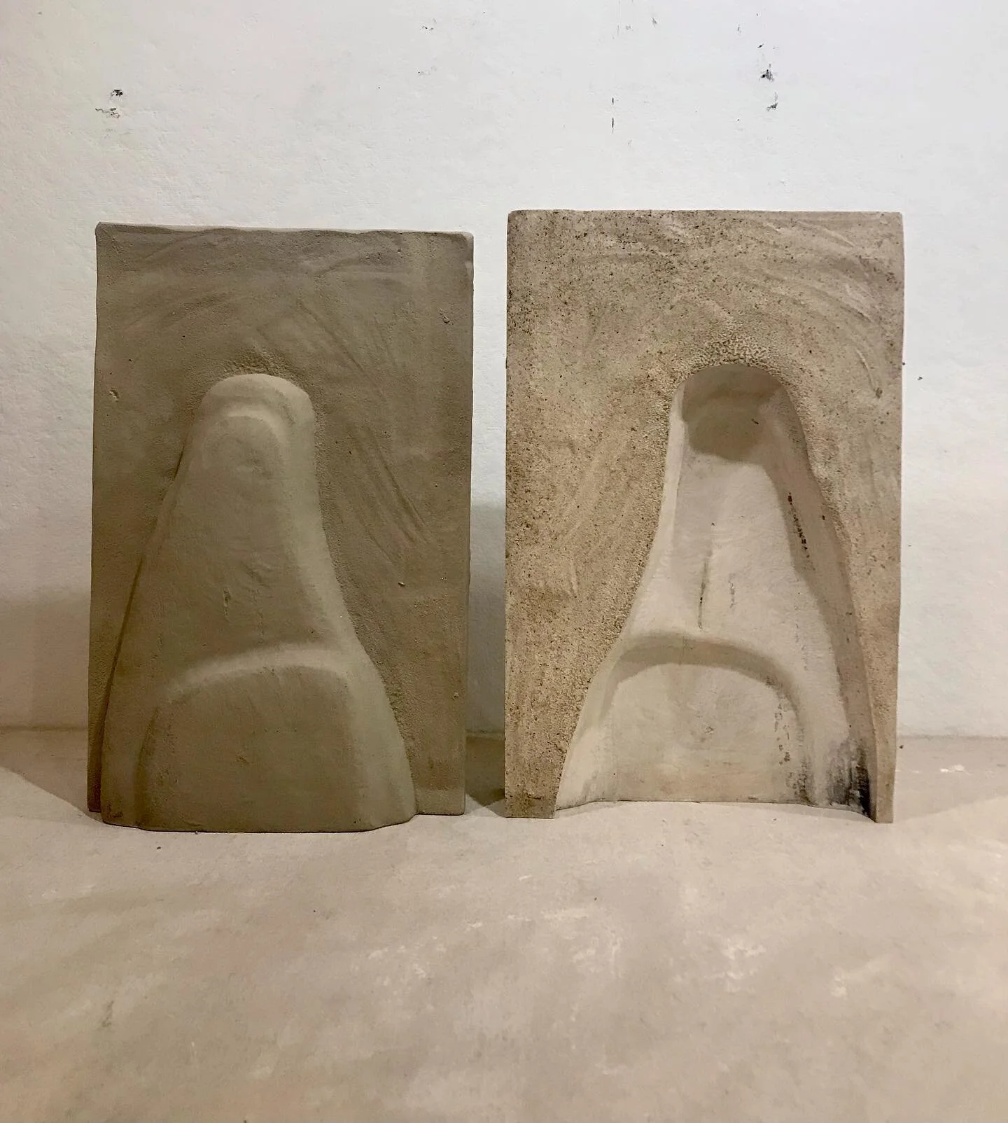 Leather hard out of the press mold. Developed from sketches made at the Pony Pasture on the James River Fall Line. Part of the collaboration with @jravirginia and @artspacegallery.org #rvamaker #rvaclay #virginiaartist #jamesriver #jamesriver #jamesr