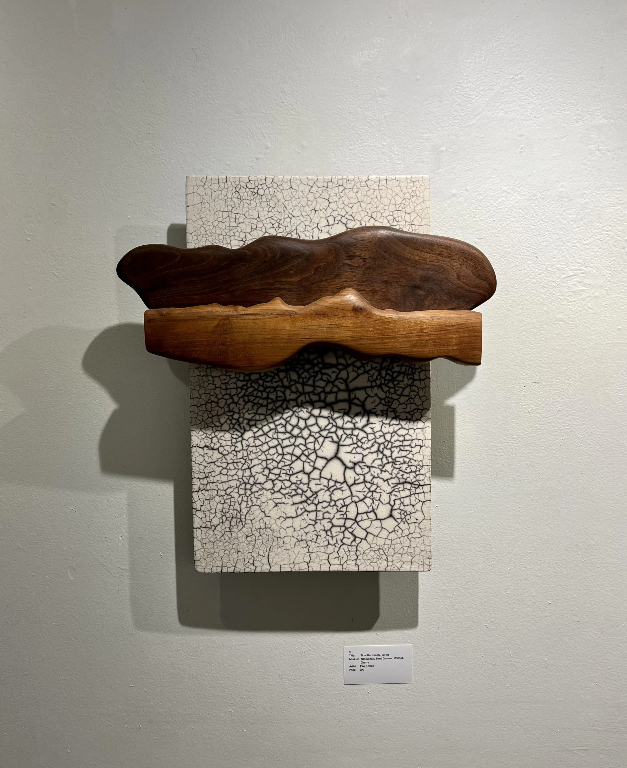 Tidal Horizon 18.75x17.5x4, Naked Raku fired ceramic, walnut, cherry.jpg