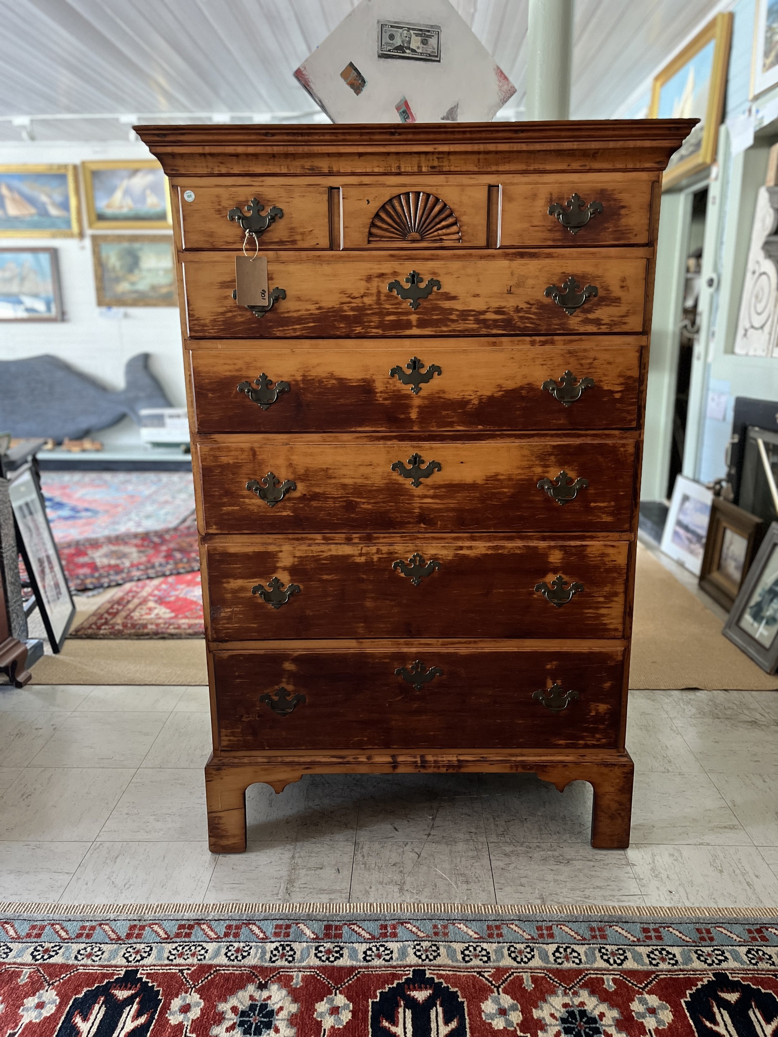  Chippendale Tall Chest Rhode Island Circa 1780 Height 59.75" Width 39.75" Depth 19.5"	$2,250.00 