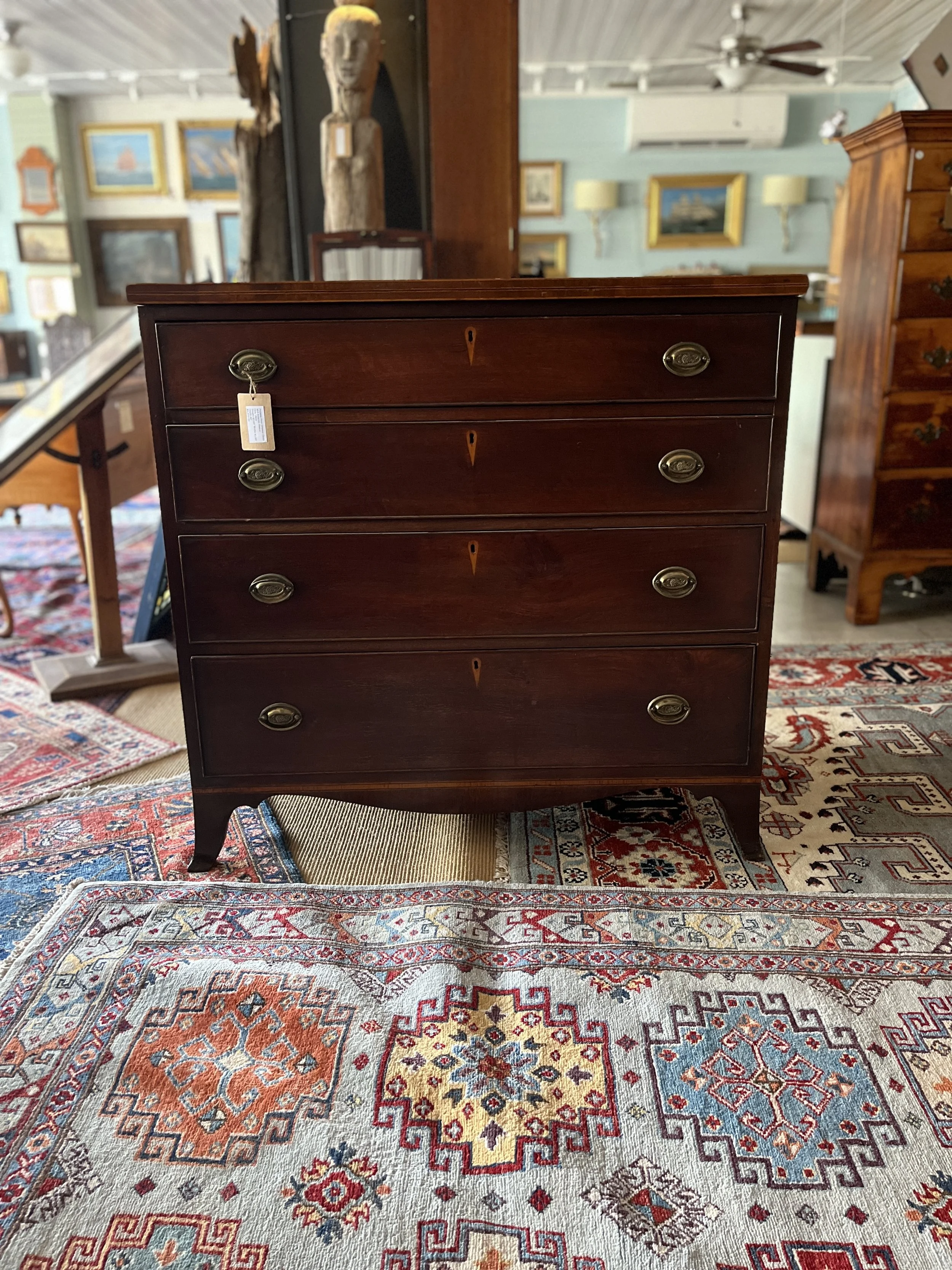  Federal Four Drawer Chest Mid Atlatic States, Cira 1800 Height 40.25" Width 41.25" Depth 22"	$2,200.00 