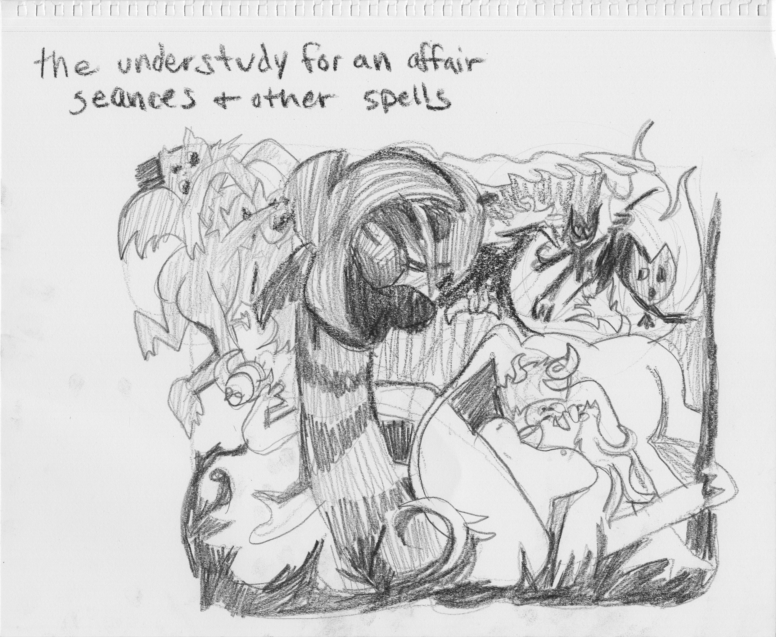 #28--$100--'the understudy for an affair seances and other spells', (2021), crayon and colored pencil on paper, 10 x 14 inches
(Exhibited in 'Logics of Non-Exchange', at the Kellen Gallery Parsons School of Design 2021 https://amt.parsons.edu/fineart