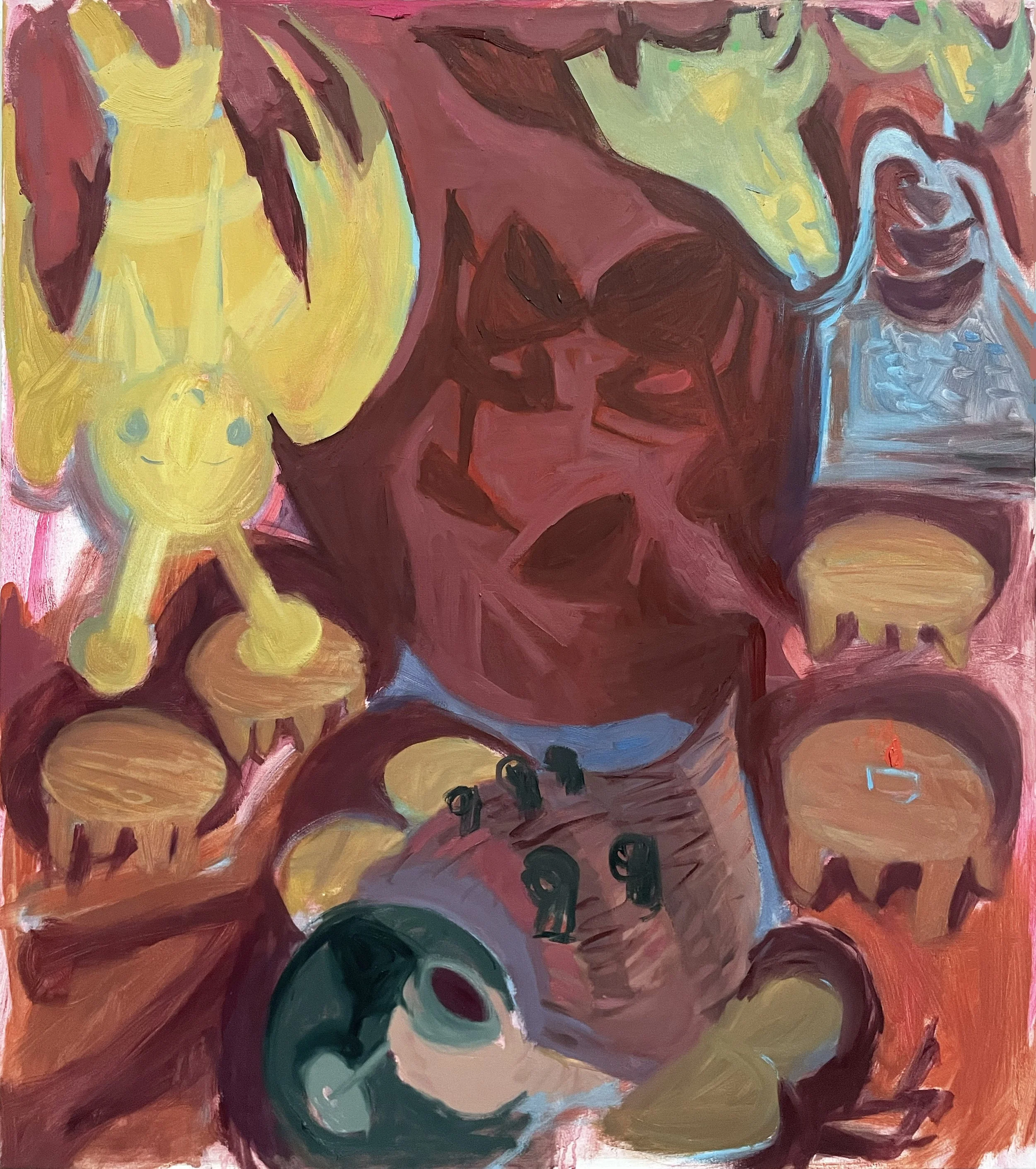 #9--$200--' i’m not leaving my job though'  (2023), oil on canvas, 48 x 42 inches