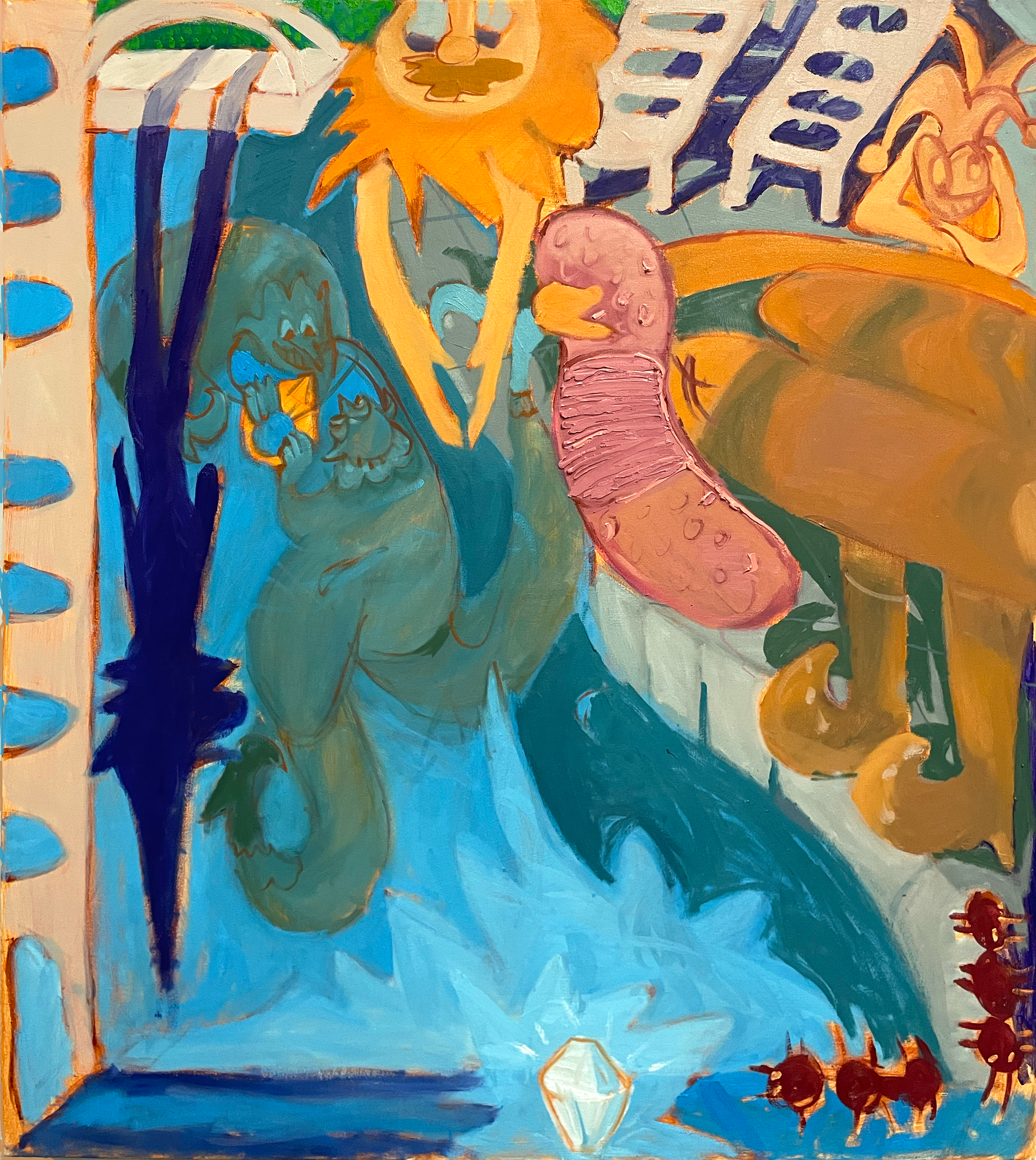 #7--$200-- 'a refreshed love of momentum' (2023), oil on canvas, 48 x 42 inches