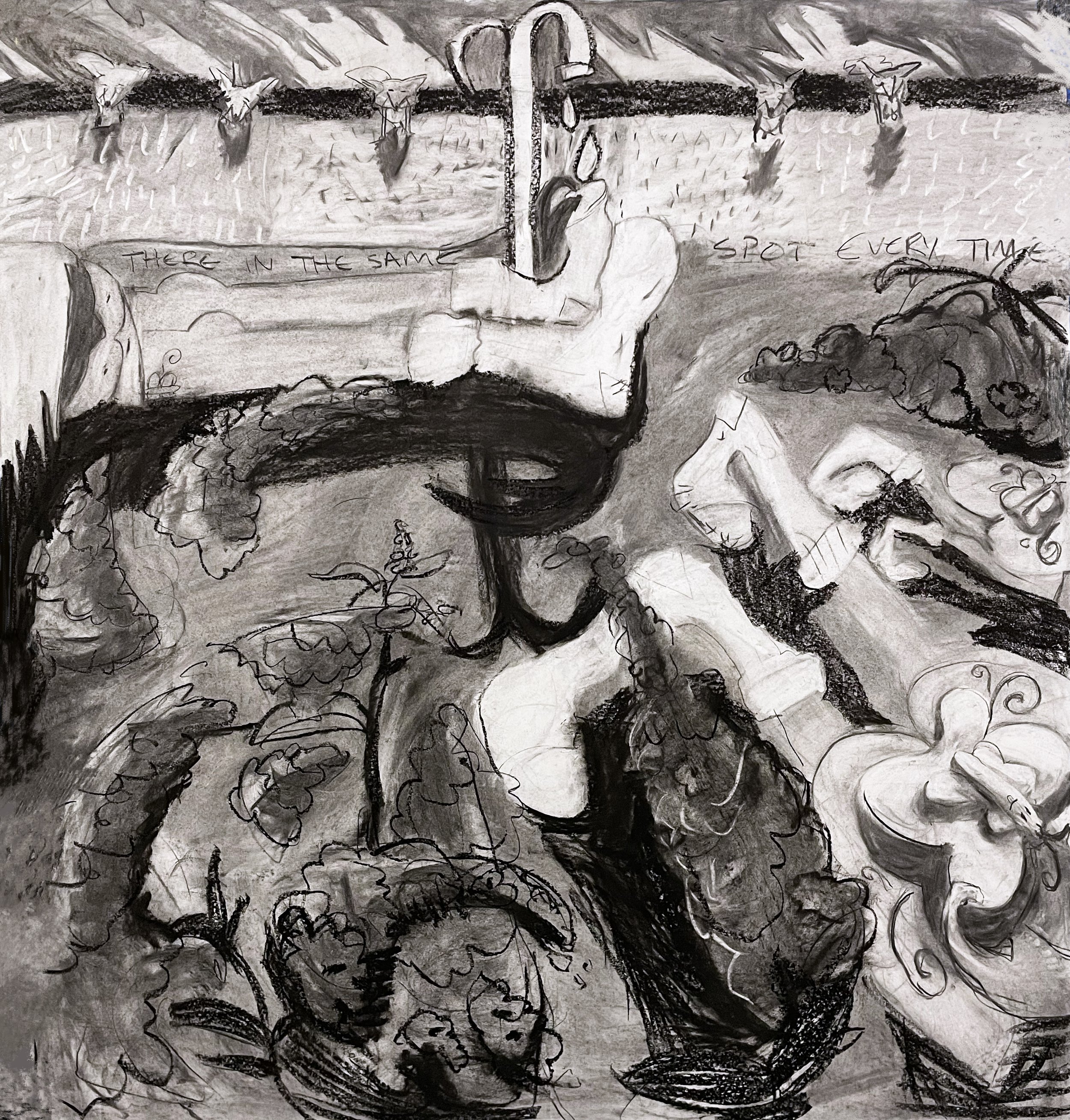 #22--$150-- 'there in the same spot every time', (2022), charcoal on paper, 42.5 x 40 inches