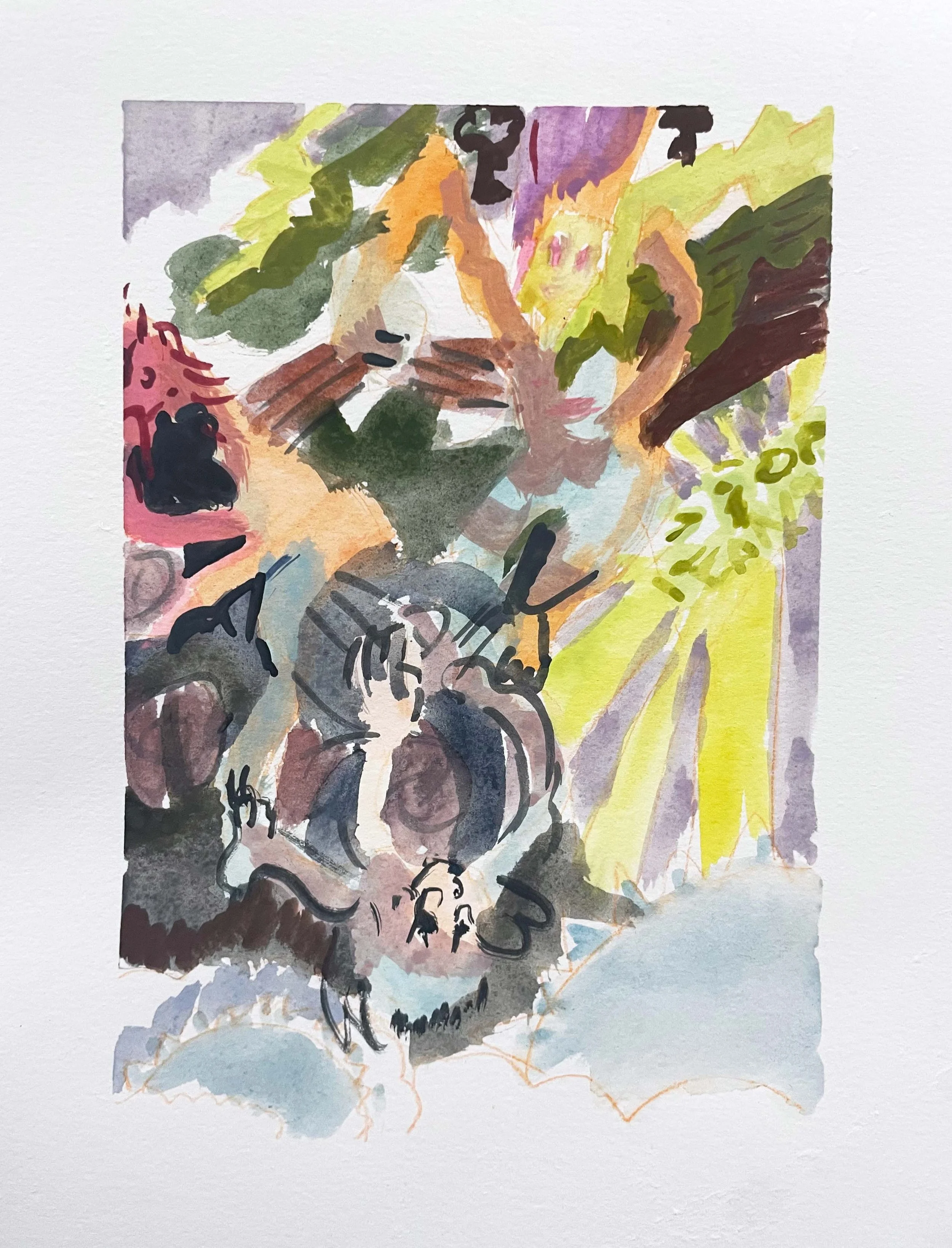 #14 -- $150-- 'watercolor study #4',  (2026) Watercolor and colored pencil on paper, 14 x 11 inches