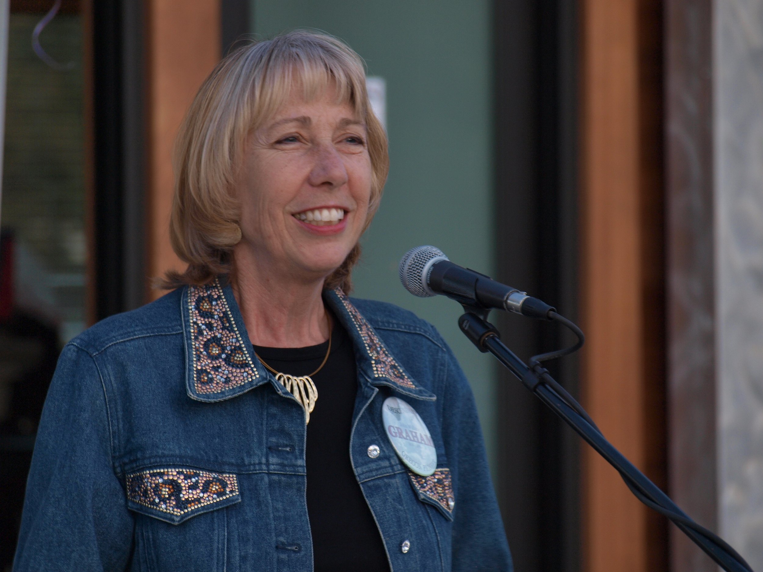 Charlotte Lehan, in 2010, at the ceremonial opening of the Transit Center’s Clock Tower