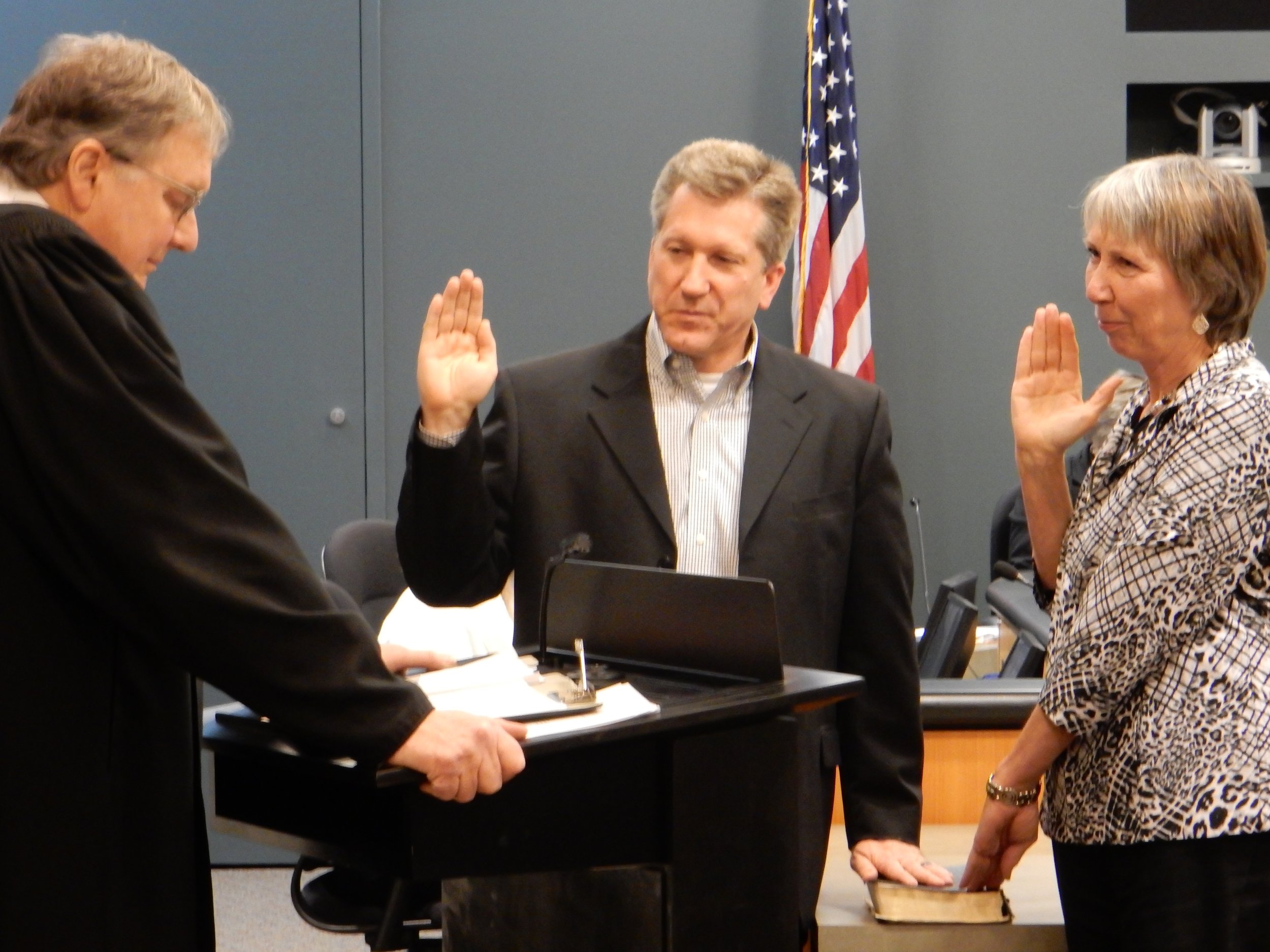 Being sworn in in 2015 to begin her fifth full term on the City Council. 