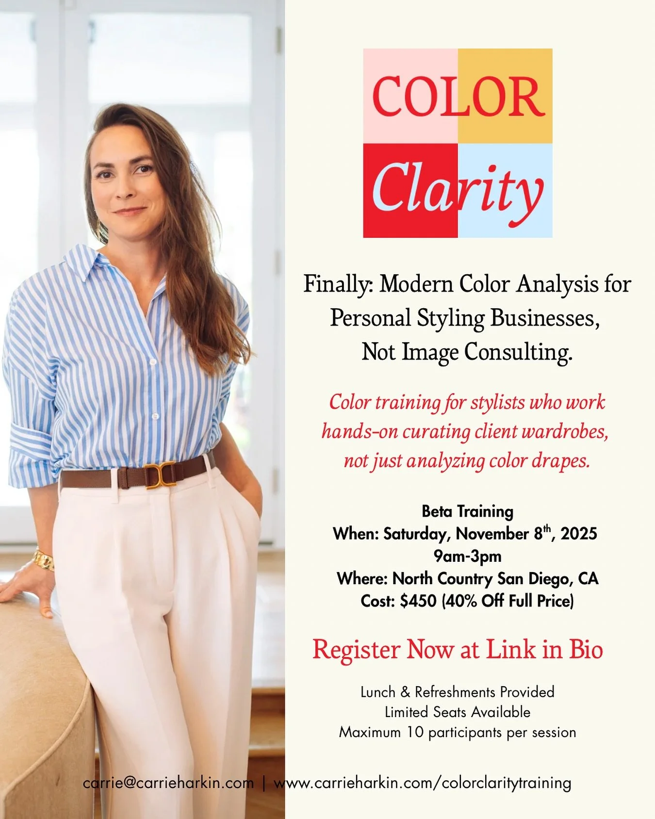 ✨Finally &mdash; modern color analysis for personal stylists.

After years of refining my own approach, I&rsquo;m so excited to officially introduce Color Clarity &mdash; a hands-on color training made specifically for stylists who actually work with