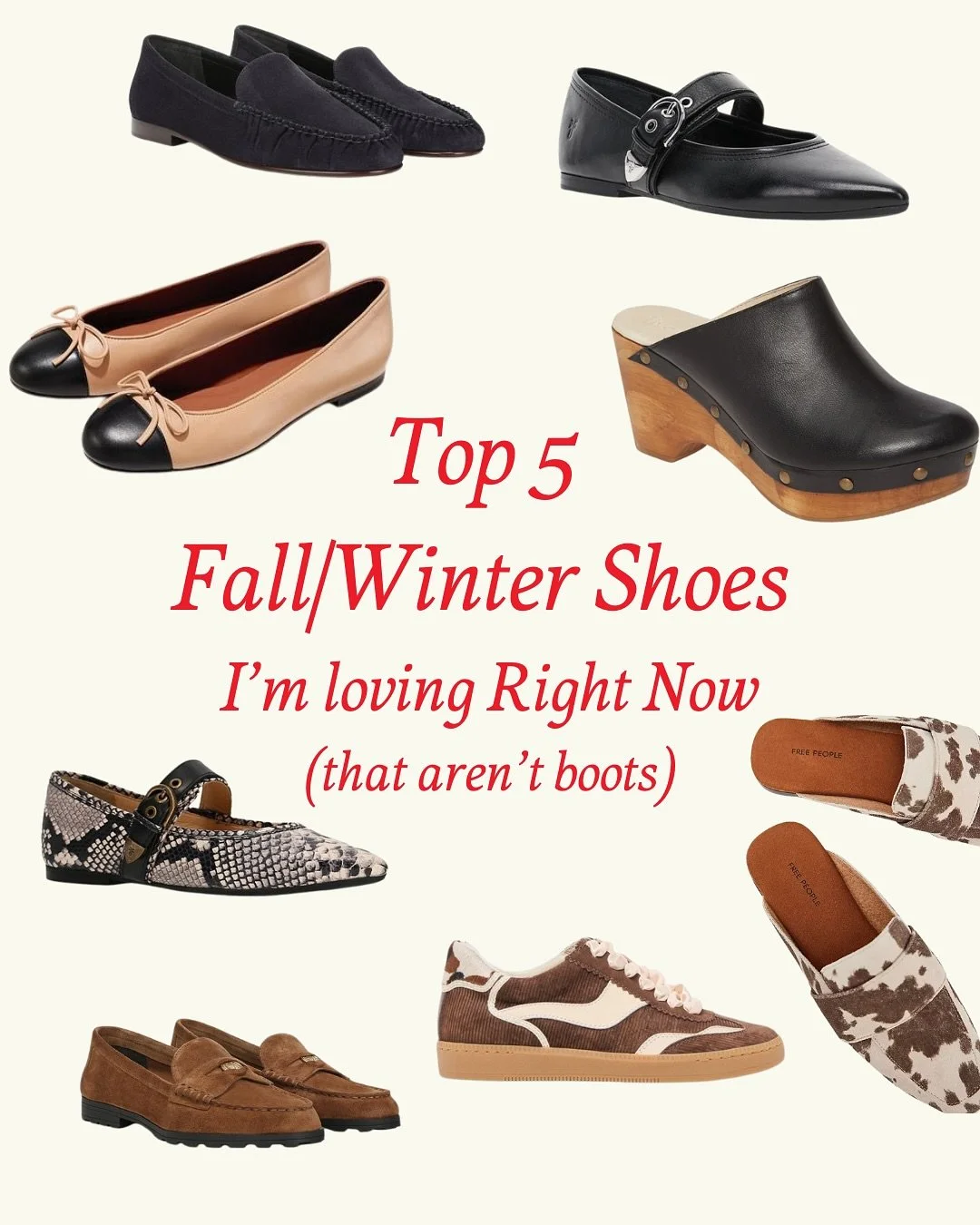 For my warm-weather ladies &mdash; as requested!
Here are my Top 5 Fall/Winter shoes I&rsquo;m loving right now (for my clients and myself)&hellip; that aren&rsquo;t boots.

If you live somewhere mild, you don&rsquo;t always need a chunky boot to fee