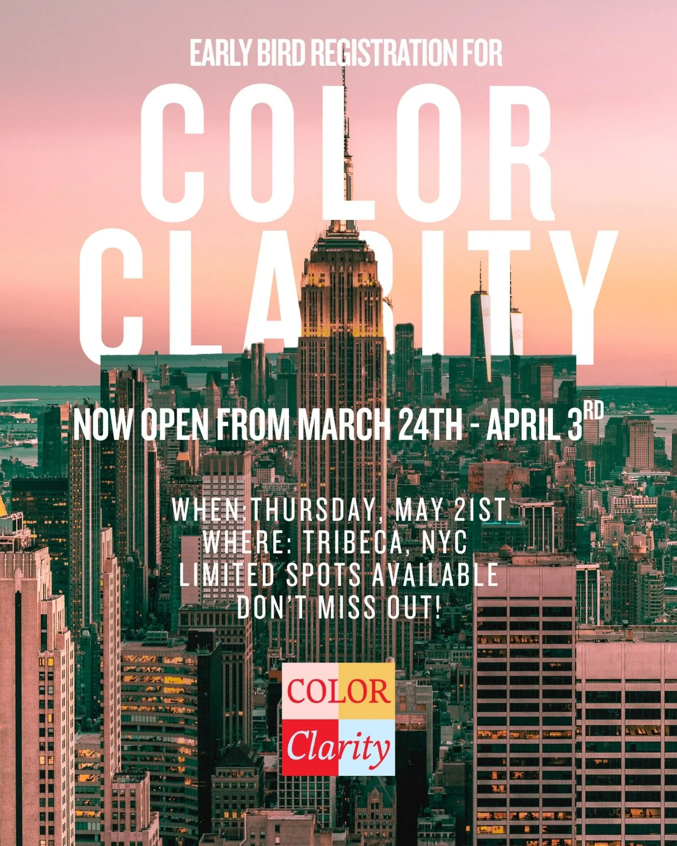 NYC ✨ it&rsquo;s happening.

Registration for COLOR Clarity in New York City is officially open.

This is a 1-day immersive training designed for working stylists who want to finally feel confident, clear, and authoritative when it comes to color.

N