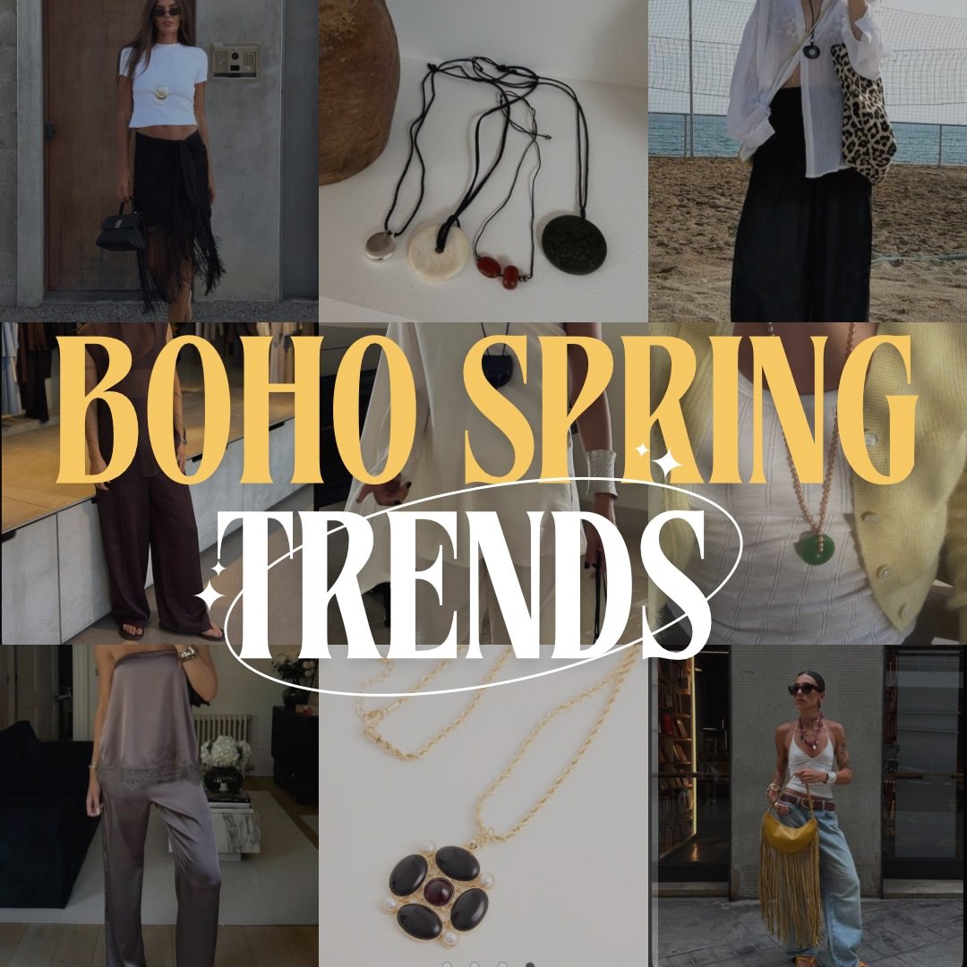 Spring is giving full goddess energy and I am here for it. Pendant necklaces with actual weight to them. Fringe that moves when you do. Balloon pants that somehow make everyone look tall. Satin sets you&rsquo;ll want to live in.

Not for you? That&rs