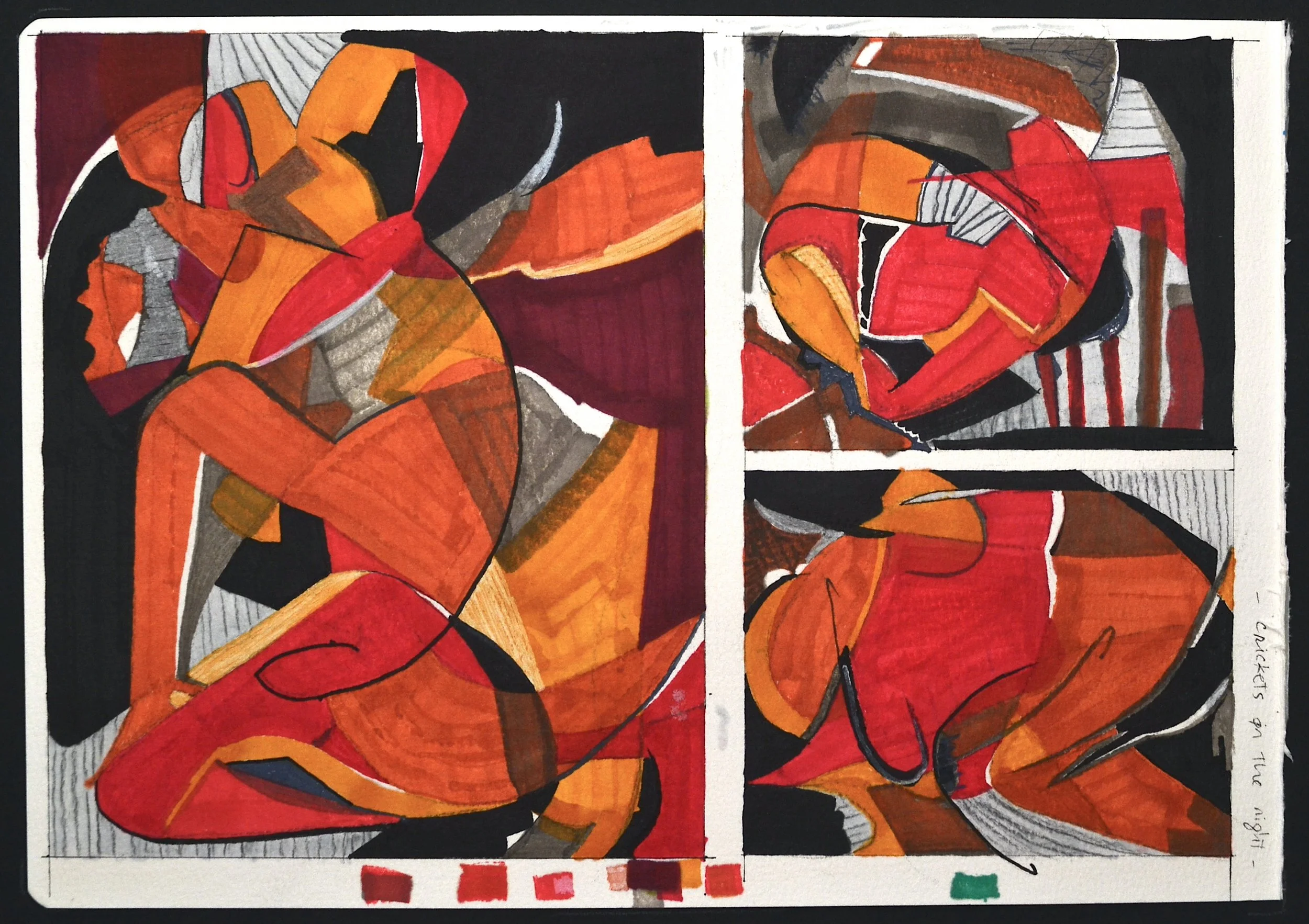 Crickets in the night, 8"x 12"
