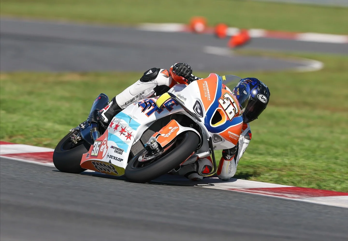 Elbow dragging, wheelieing, and pushing the limits 😻Jayson Uribe showing what the M1000RR can do. 🐾

📸@brianjnelsonphoto 

#OrangeCatRacing&nbsp;#MotoAmerica&nbsp;#Superbike #Stock1000&nbsp;#meow&nbsp;#motorcycles&nbsp;#RoadRacing #MotorcycleRacin