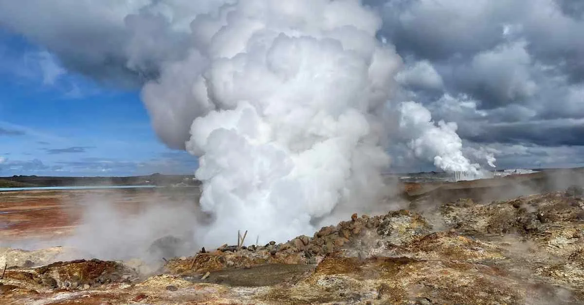 Geothermal steam in the desert.