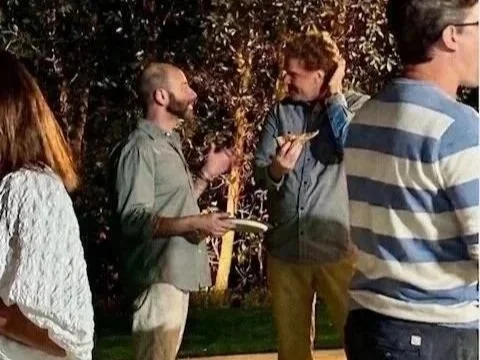 Will Ferrell enjoying authentic Italian pizza catering at a luxury event in Los Angeles by Ellay Pizza