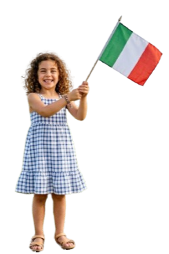 A Young Girl Celebrating Italian Heritage with the National Flag