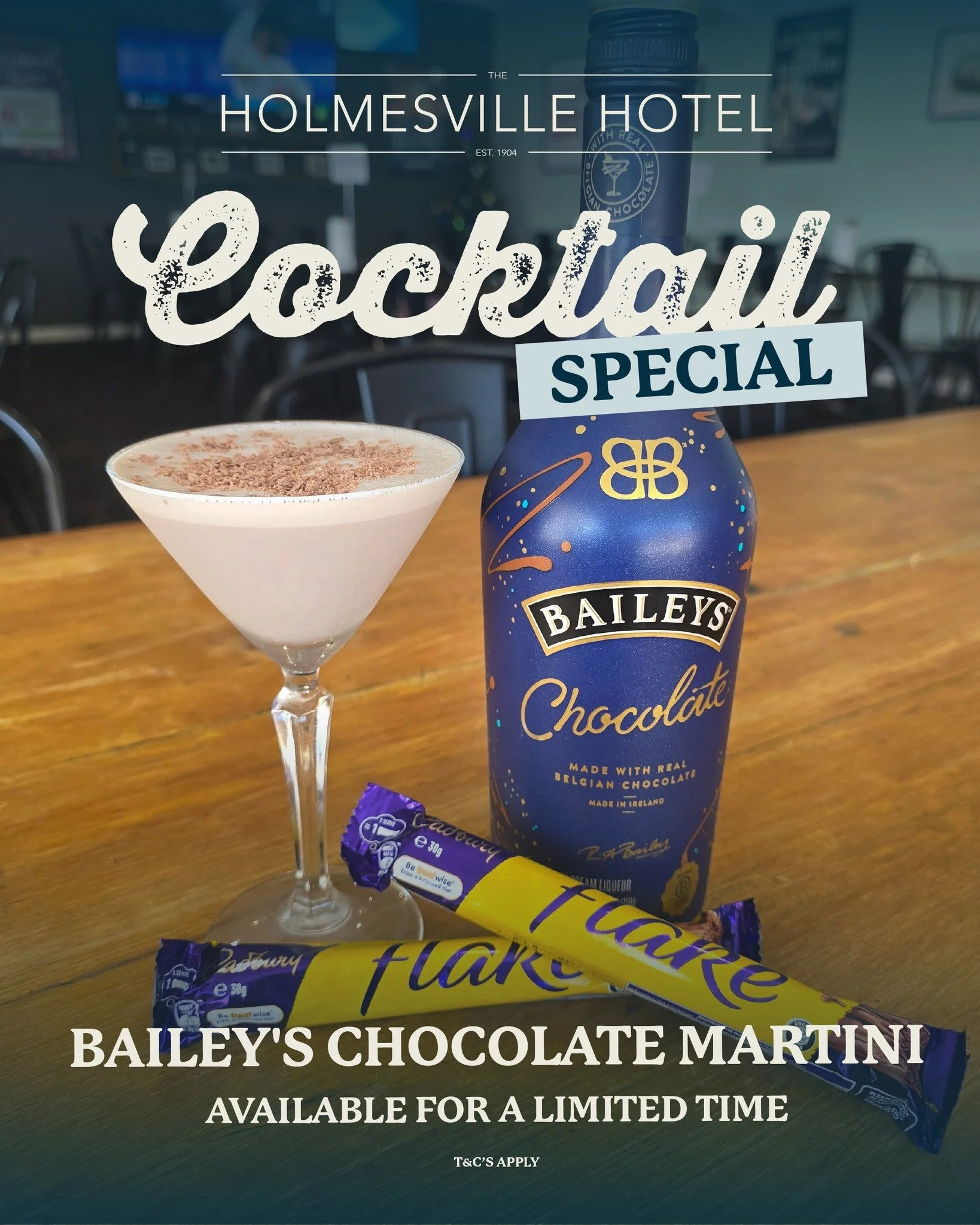 Our new cocktail special! 🍸

Bailey&rsquo;s Chocolate Martini &ndash; $15

Treat yourself to something sweet this weekend 🤩