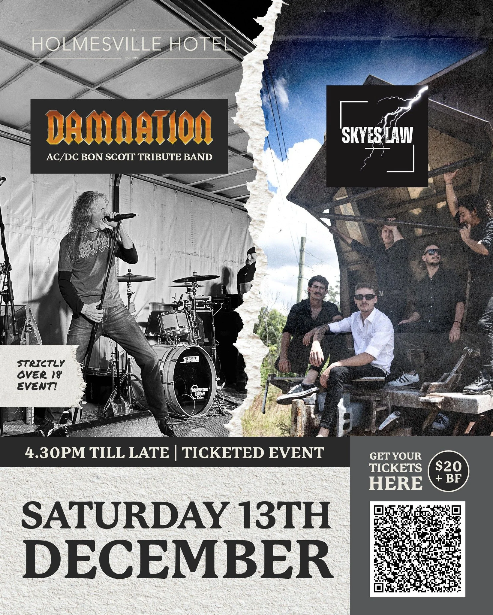 TONIGHT⚡ SKYES LAW is back!

Get ready for a night of pure chaos &amp; mayhem with Skyes Law, supported by Damnation - The AC/DC Bon Scott Tribute Band &ndash; it&rsquo;s going to be electric! 🔥

🎸 Live from 4:30pm

🎟️ Forgot to grab a ticket onli