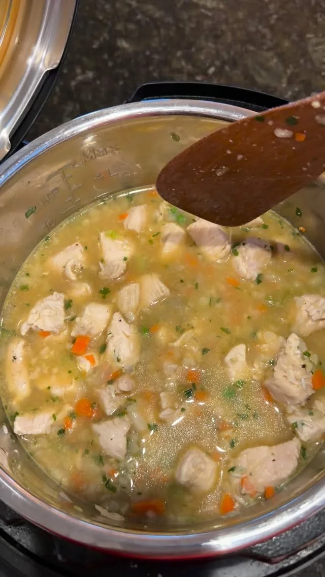 PARMESAN CHICKEN & RICE on our first overcast, cool & drizzly day of the season
using sauté function on instant pot,
heat the pot and sauté until soft:
3T butter or avo oil
2 stalks celery, chopped
2 carrots, chopped
3 cloves g