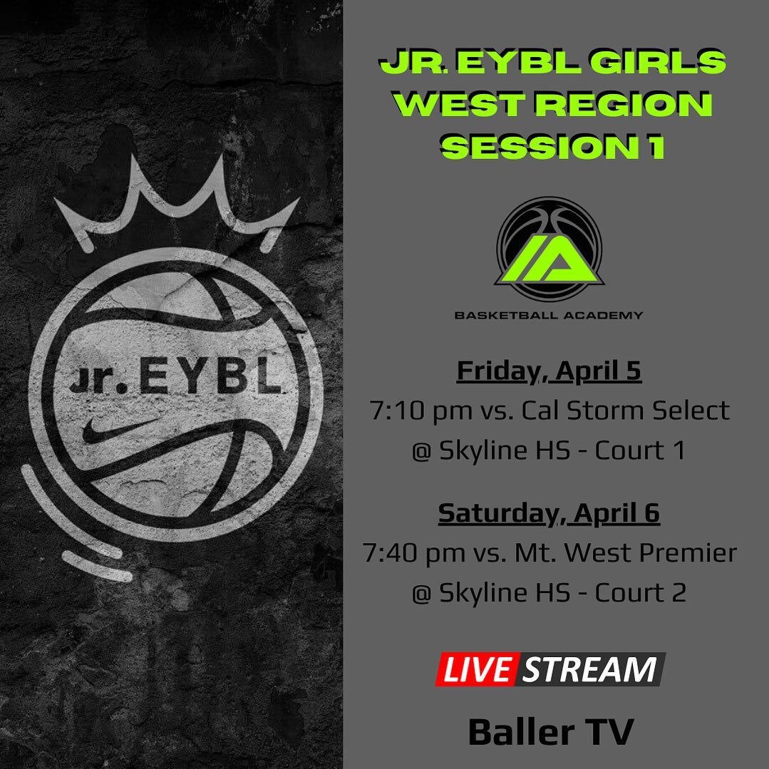 14u Jr EYBL Girls are back in action tonight for the West Regional Session 1! We are at home in Phoenix, AZ so we&rsquo;d love to see everyone at Skyline Prep tonight! If you can&rsquo;t make it, BallerTV will be live-streaming once again! Let&rsquo;
