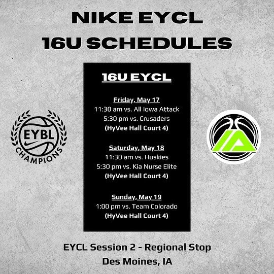 Our EYCL 16s and 15s are geared up and ready for Session 2 in Iowa! Let&rsquo;s get it started! Go time!