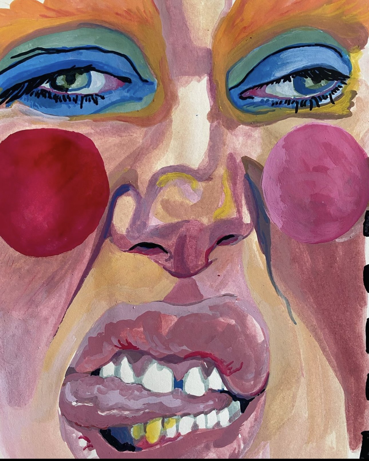 "A Beat Face", 2022, 8 in x 10 in, gouache on paper
