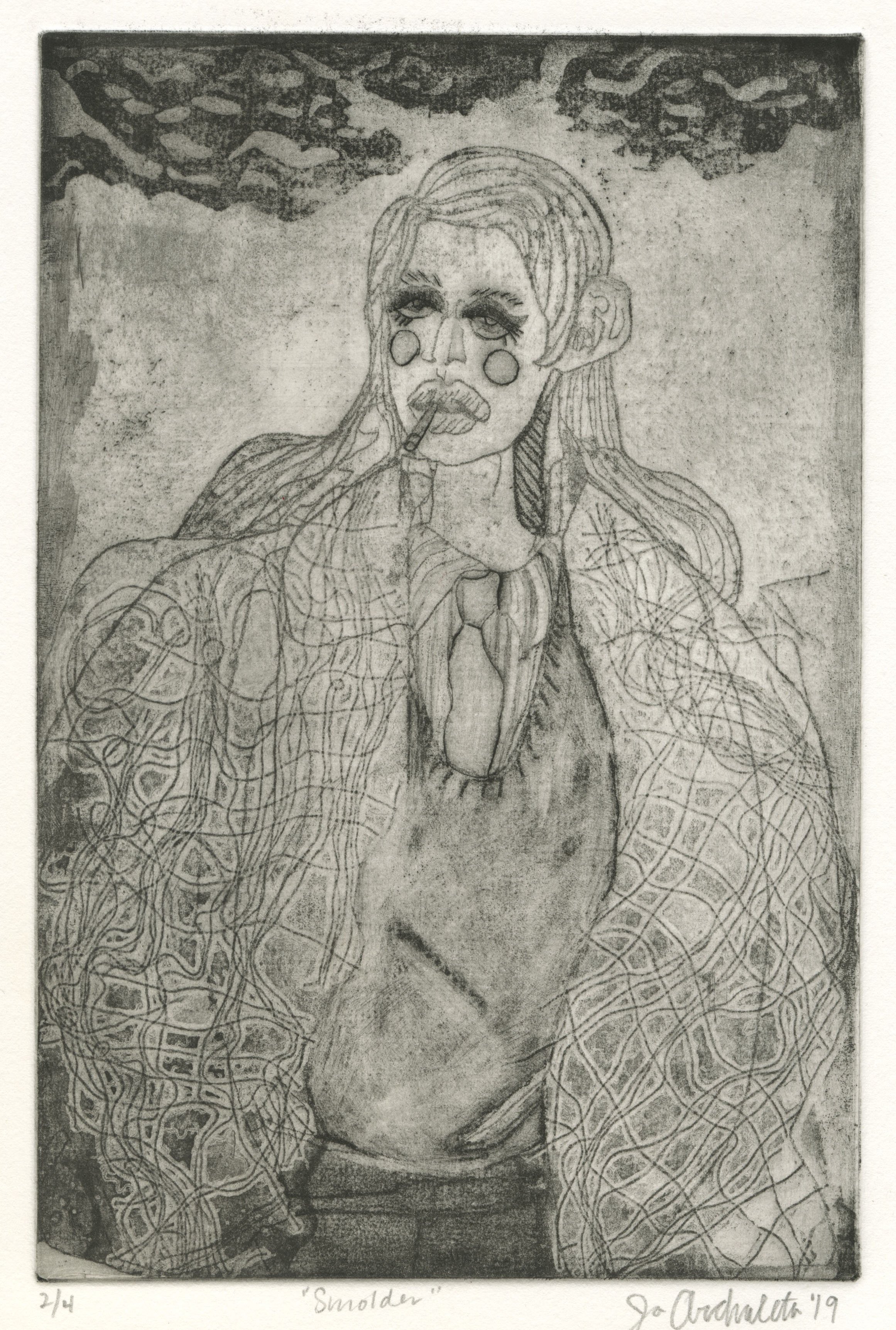 "Smolder", 2019, copper etching