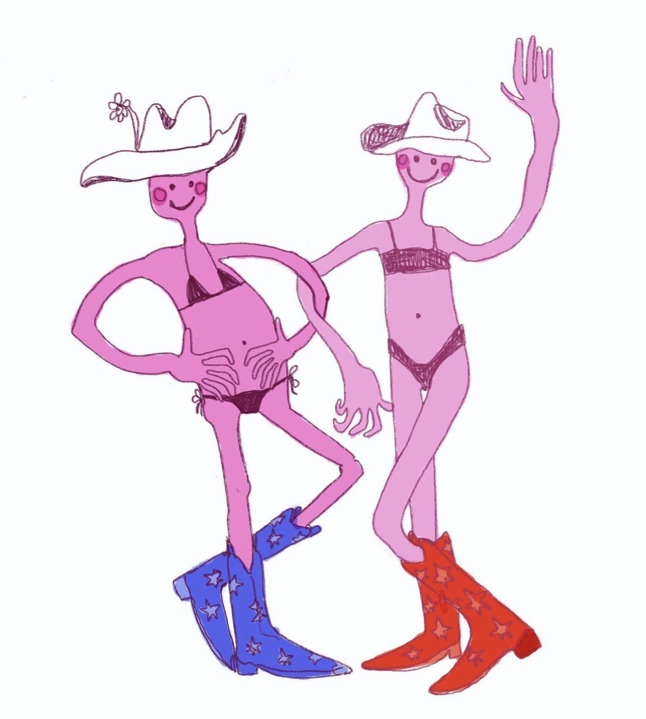 "Bikini cowboy sun burned babes", 2022, digital