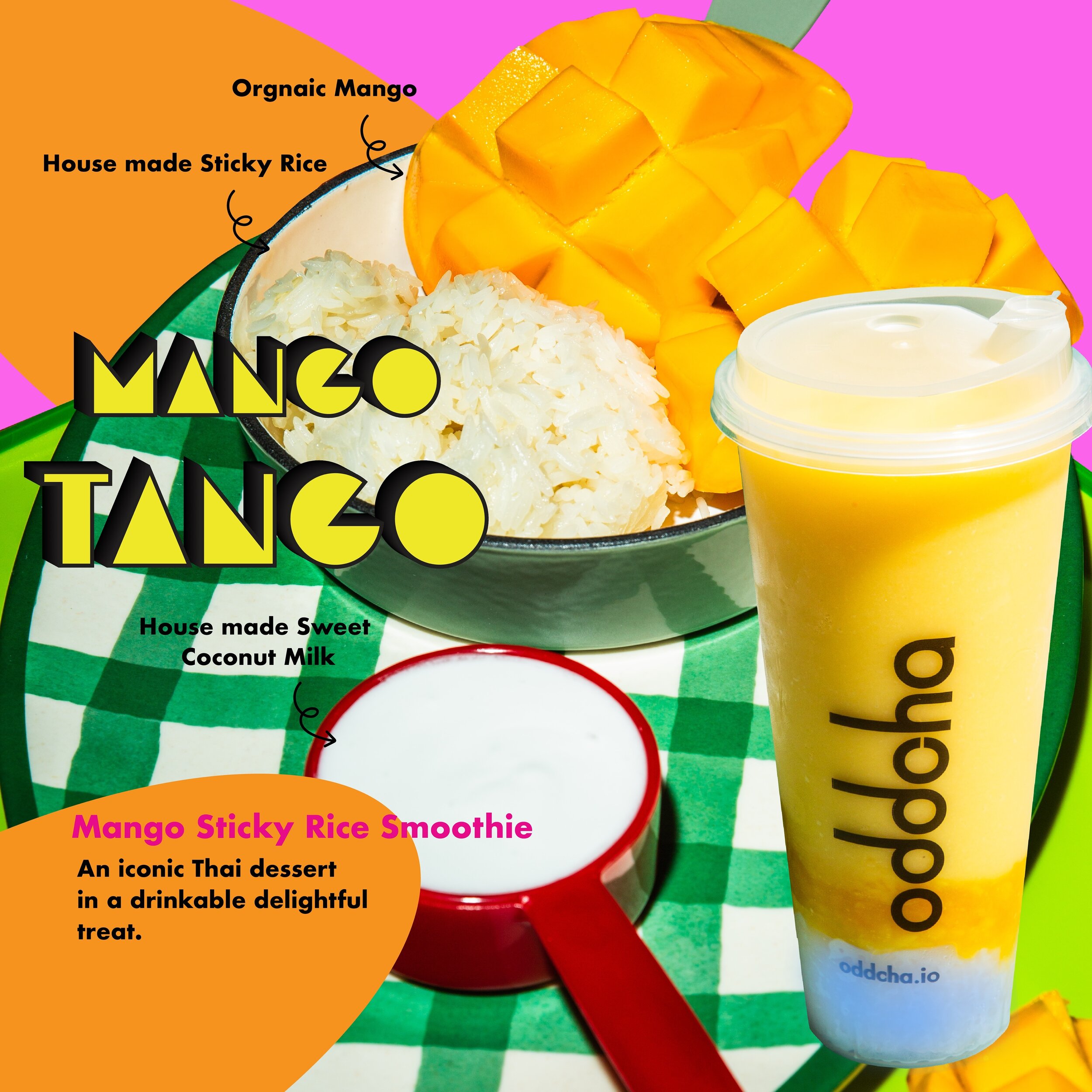 Mango Tango: Enjoy our unique Mango Sticky Rice Smoothie, combining organic mango and house made coconut sticky rice and coconut milk. Give it a try now!!!! Available both locations; San Rafael, CA and Reno, Nevada ***HANDCRAFT FRESH TEA REAL FRUIT**