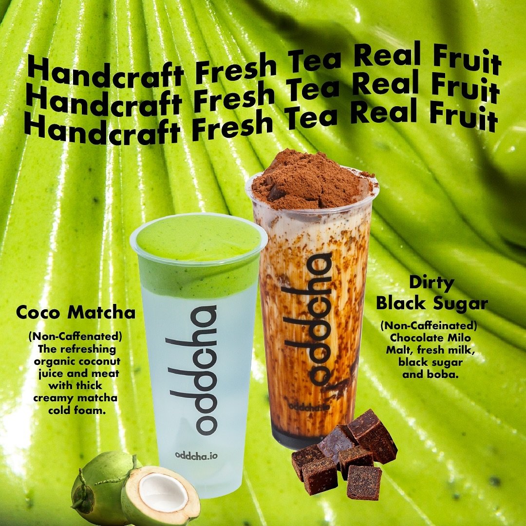 Non-Caffenated drinks Coco Matcha and Dirty Black Sugar are available both locations San Rafael, CA and Reno, Nevada