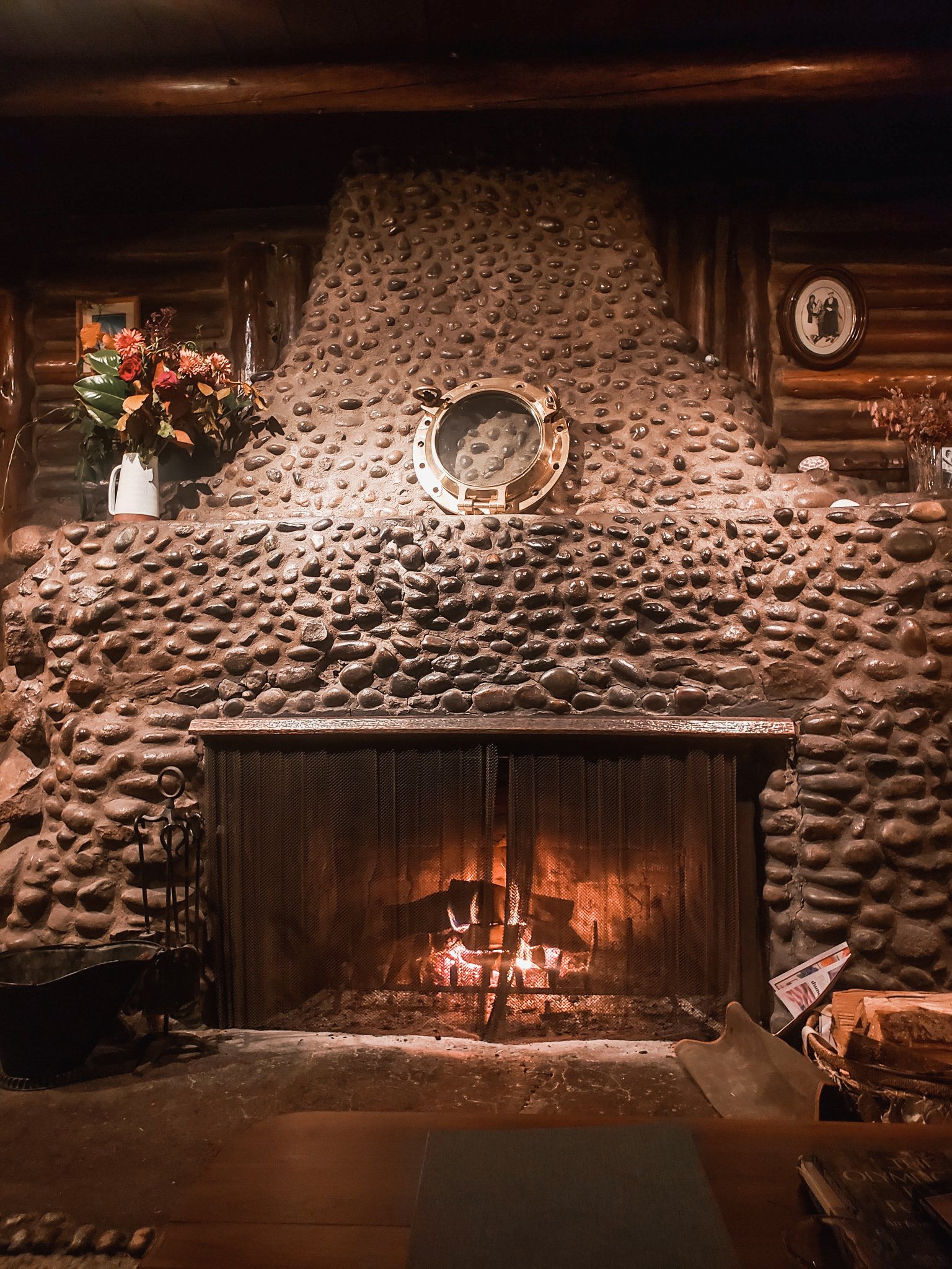 Original fireplace at Captain Whidbey Inn on Whidbey Island, Washington