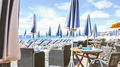Blue Beach club in Nice, France