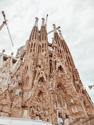 Exterior of La Sagrada Familia in Barcelona, Spain