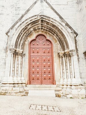 Carmo Convent door in Lisbon, Portugal