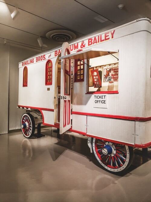Vintage circus ticket carriage on display at the Ringling Museum in Florida