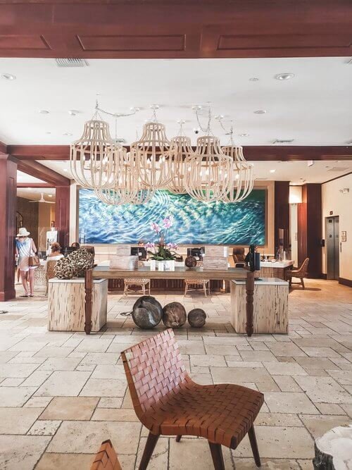 The lobby at Cheeca Lodge and Spa in Islamorada, Florida