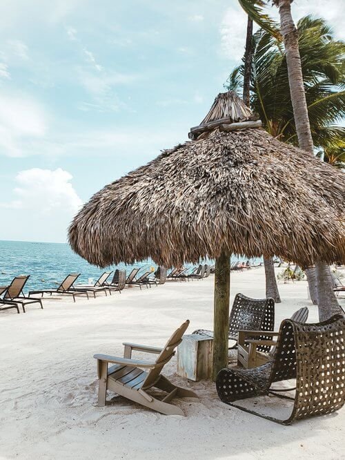 Beachfront area at Amara Cay Resort in Islamorada, Florida