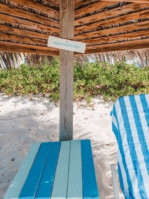 Beach chairs at Paradise Bay Bahamas on Great Exuma