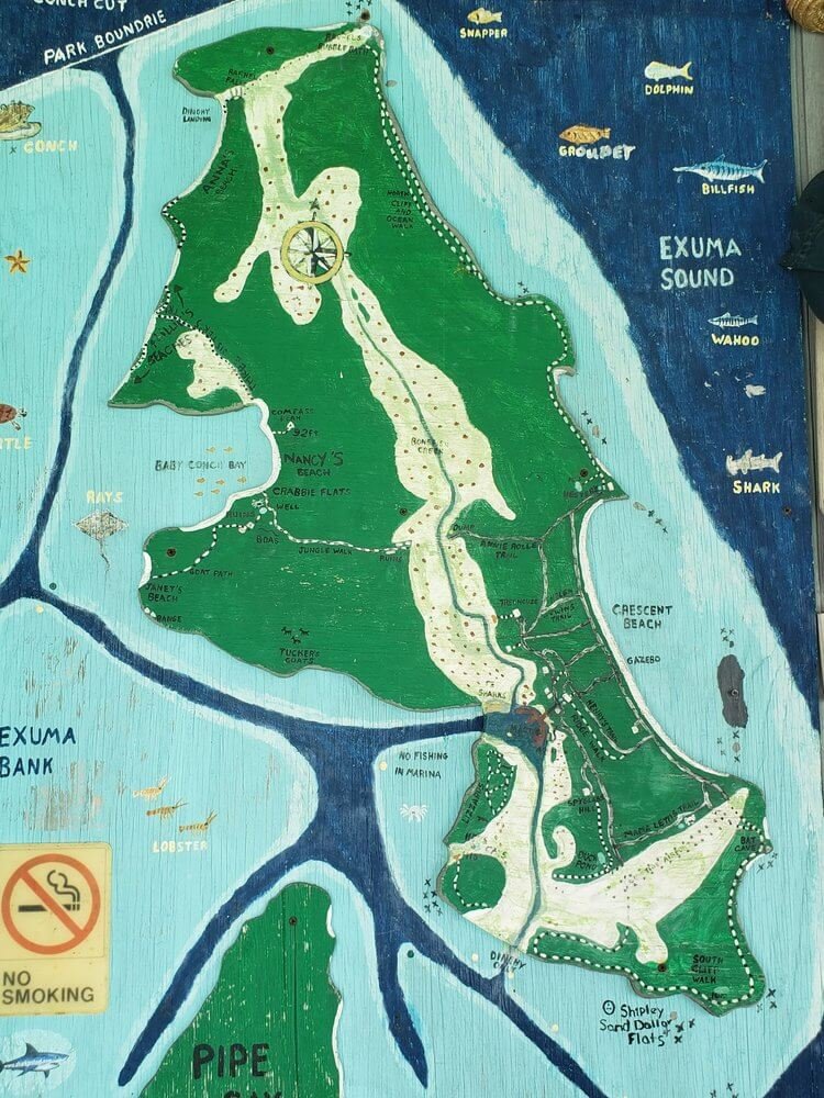 Map drawing of Compass Cay Bahamas