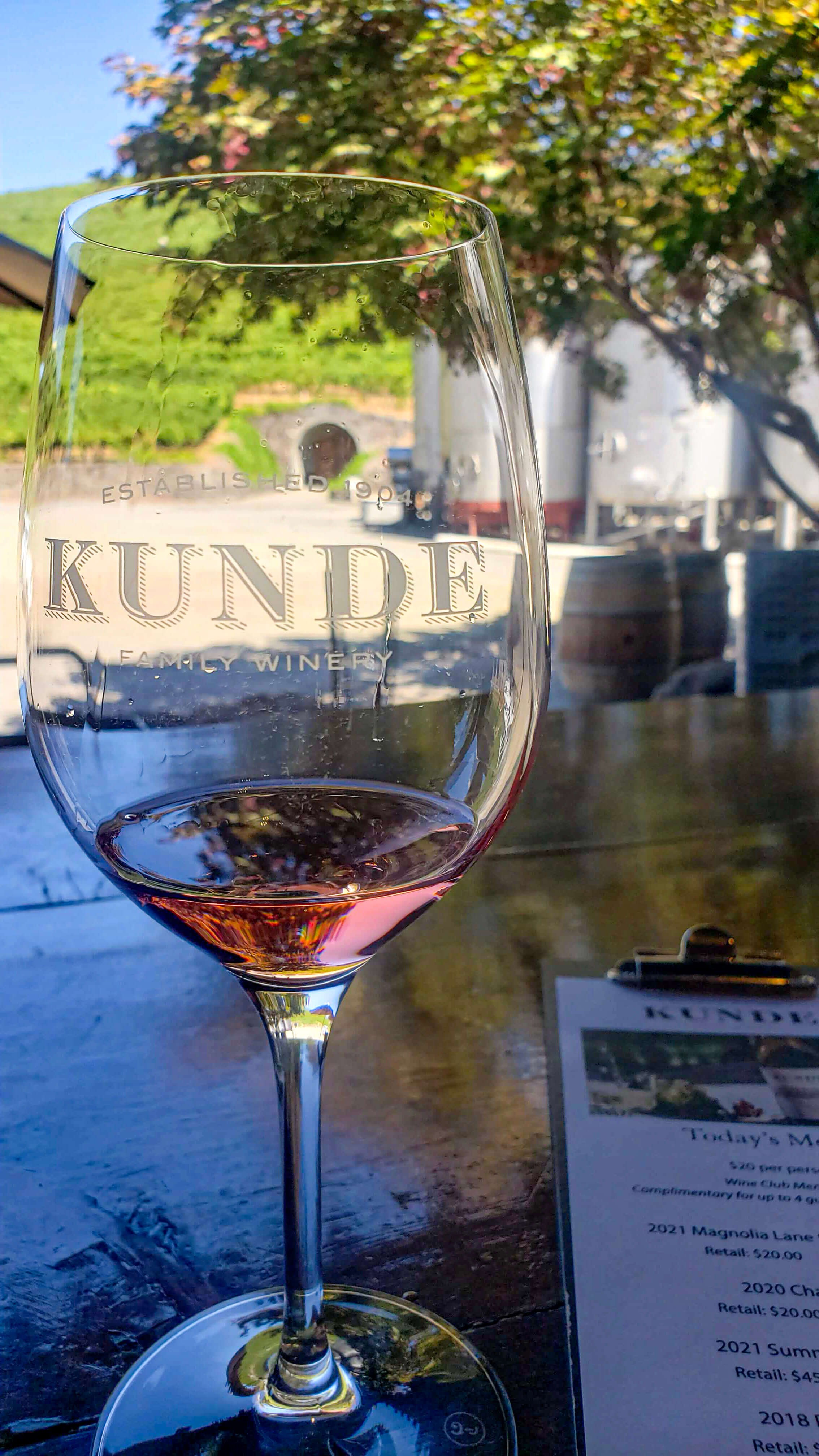 Wine tasting at Kunde Family Winery in Sonoma County